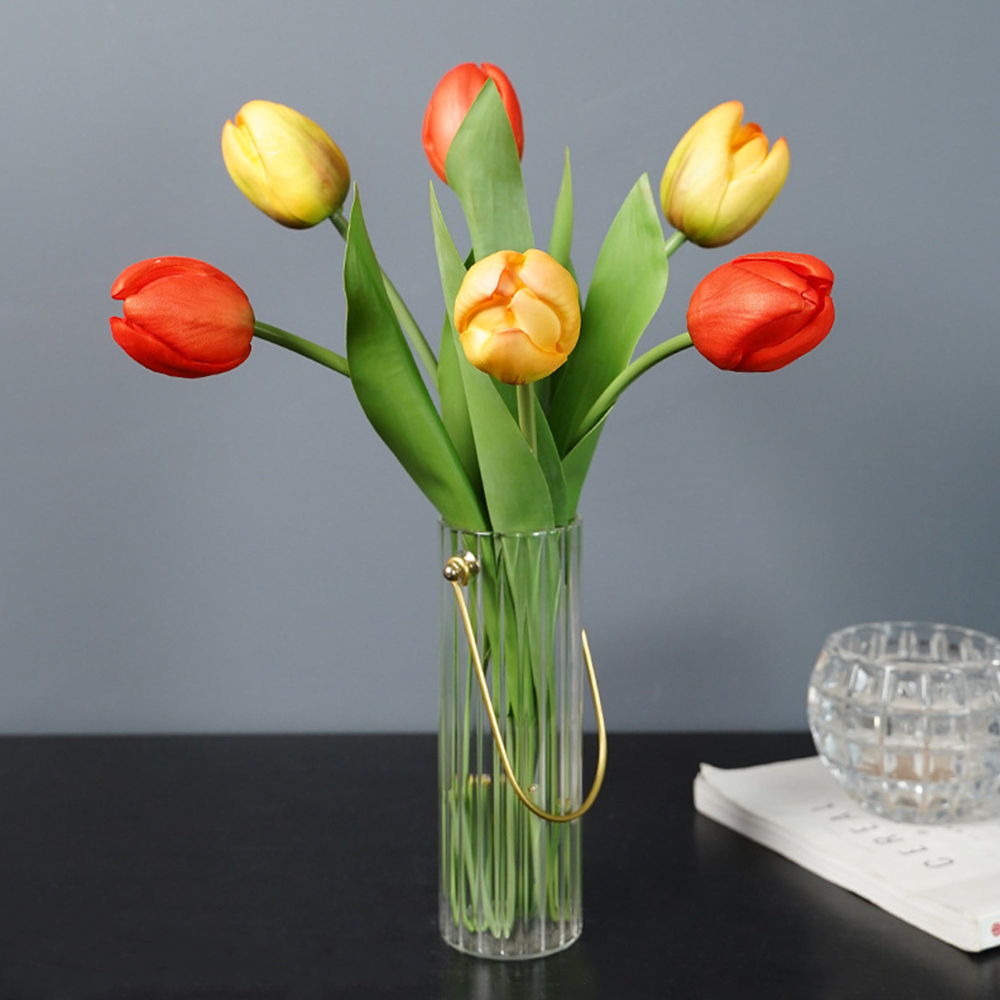 Realisic Fake Tulips White Pink Red Purple 18"