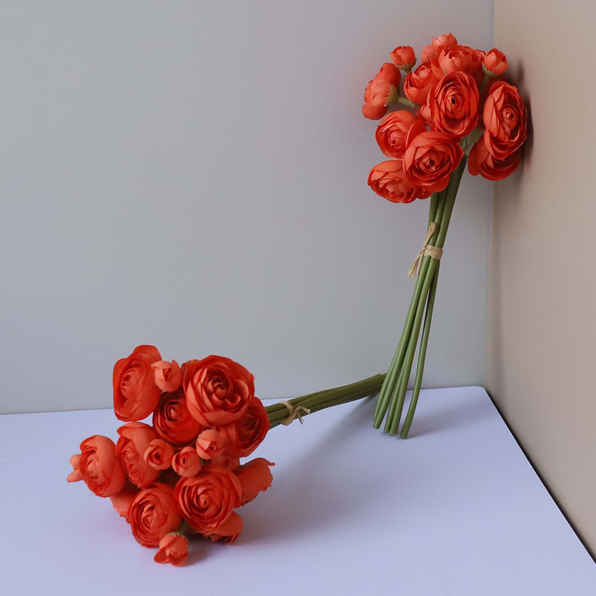 Silk Ranunculus Orange Artificial Flower Bush