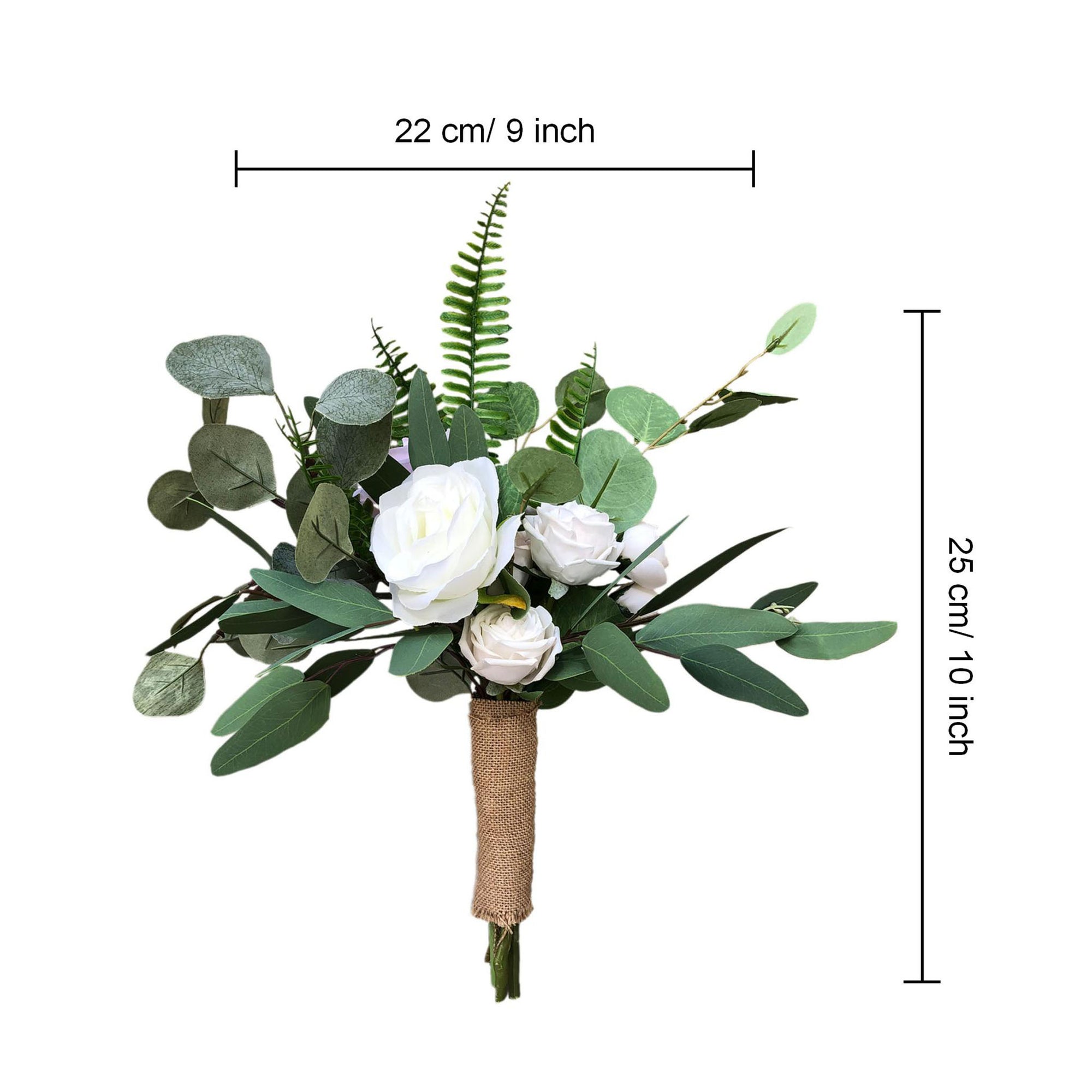 Rustic Eucalyptus Wedding Bouquet Flowers for Bridesmaid White Roses