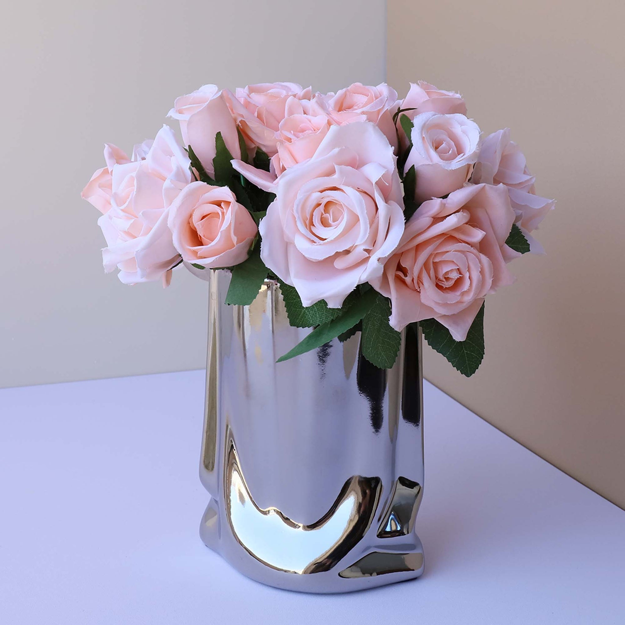 Champagne Silk Flower Bouquet Artificial Floral Arrangement for Home Decoration