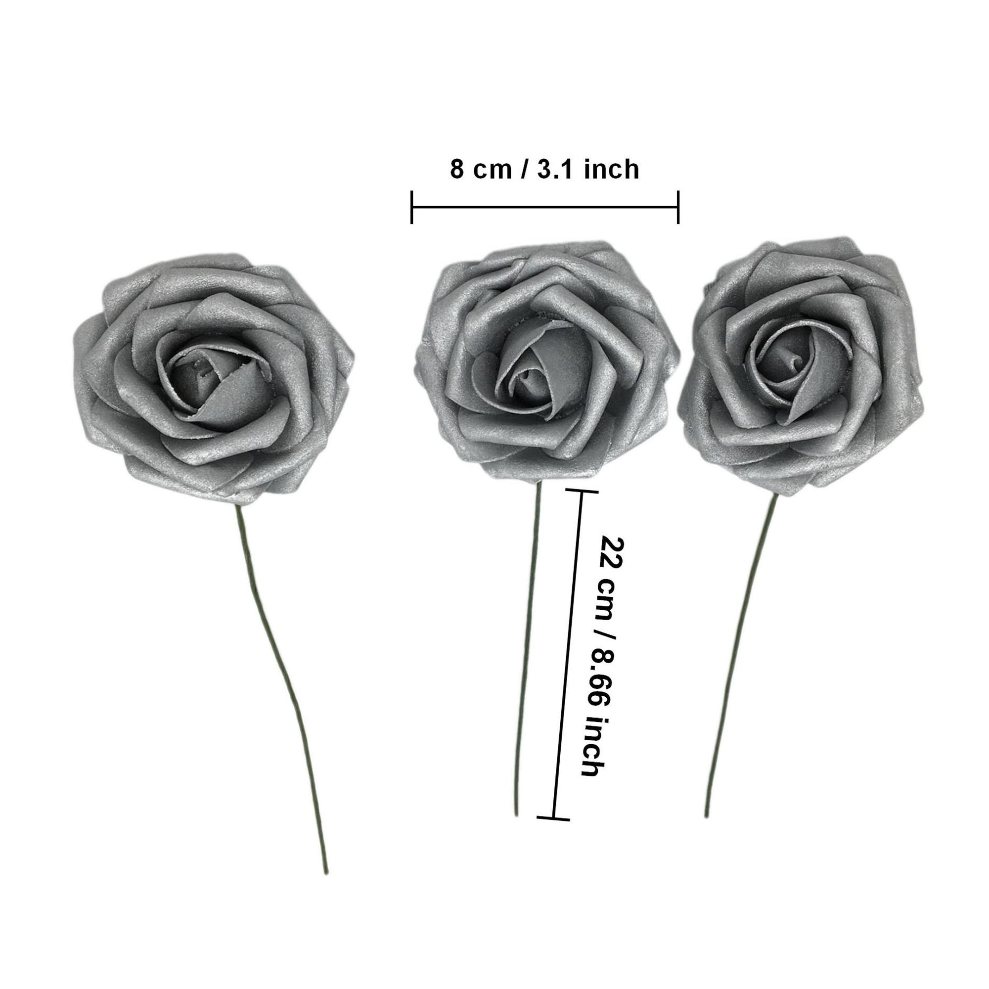 Silver Flower Fake Wedding Flowers Bulk 50 Roses