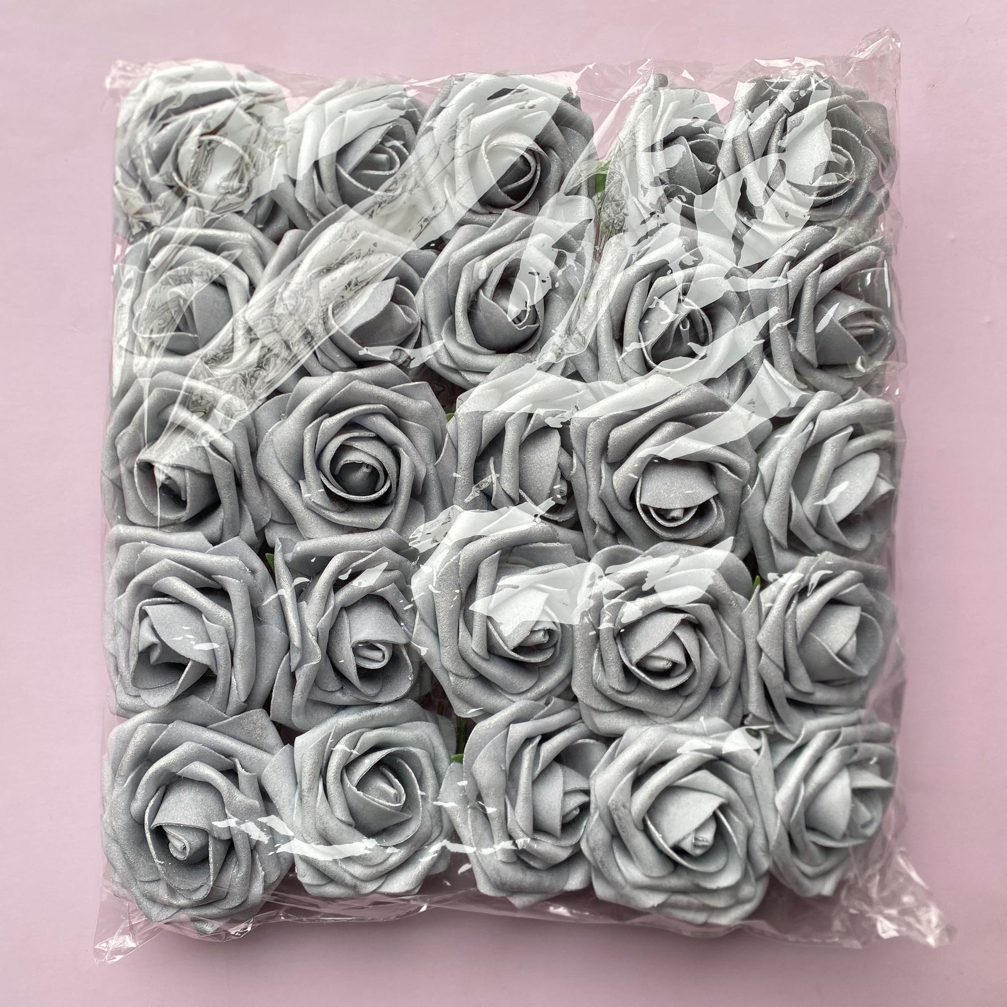 Silver Flower Fake Wedding Flowers Bulk 50 Roses