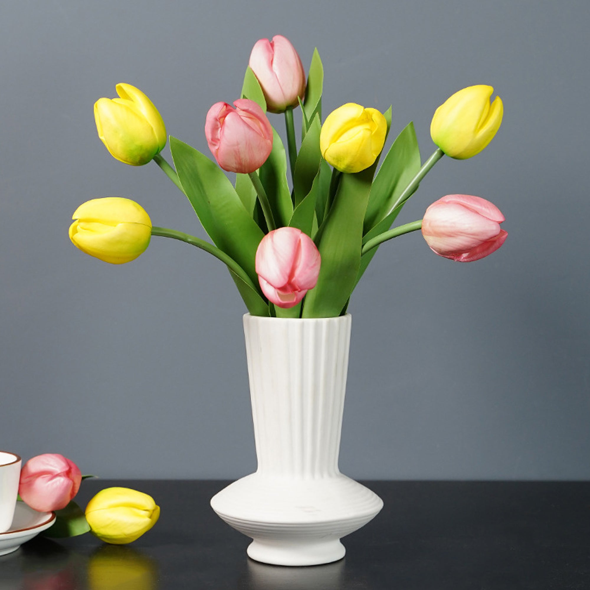 Realisic Fake Tulips White Pink Red Purple 18"
