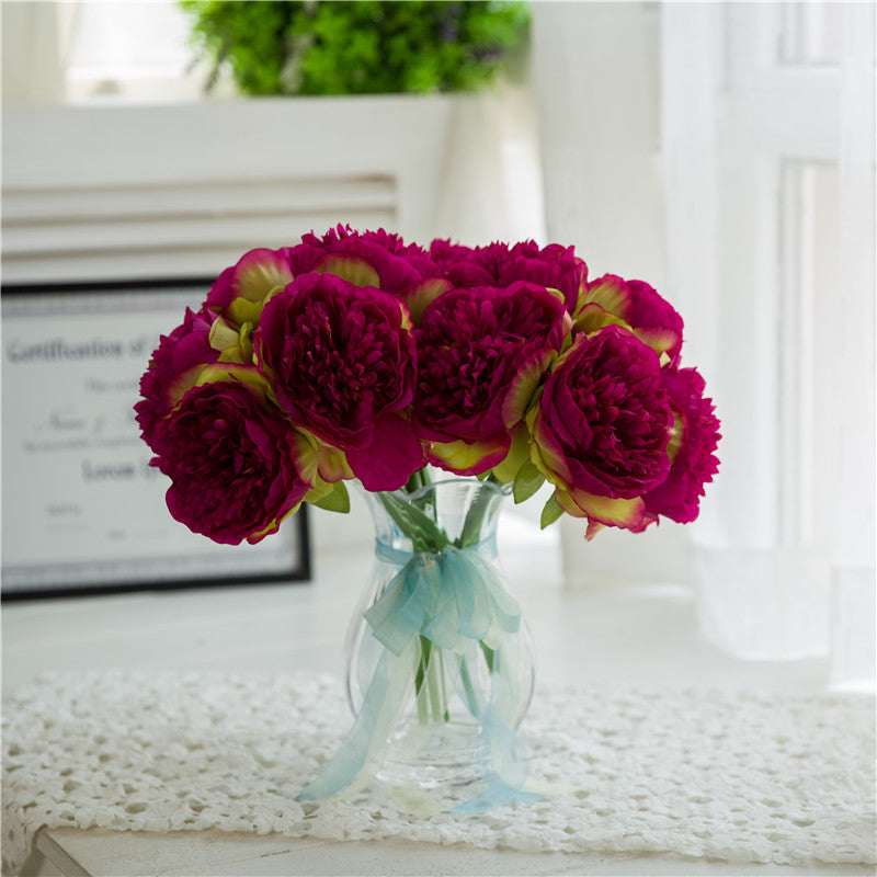 Amaranth Silk Peony Bouquet Quality Fuchsia Wedding Floral Arrangement