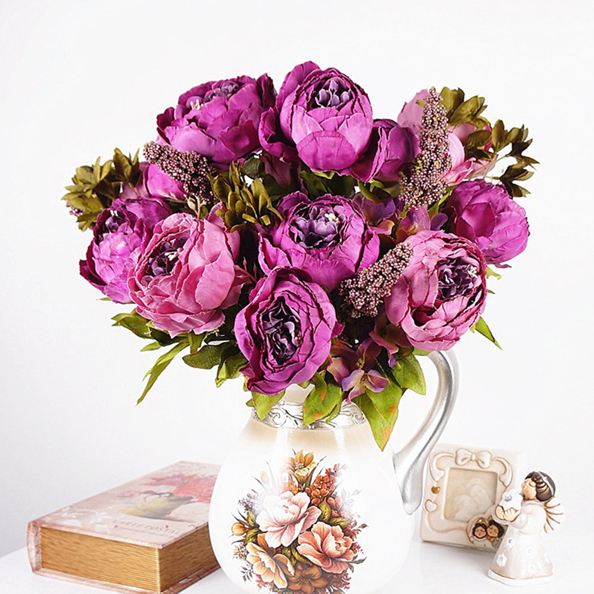 Decorative Artificial Flower Silk Peony Flowers Bouquet 10 Flower Heads Peonies