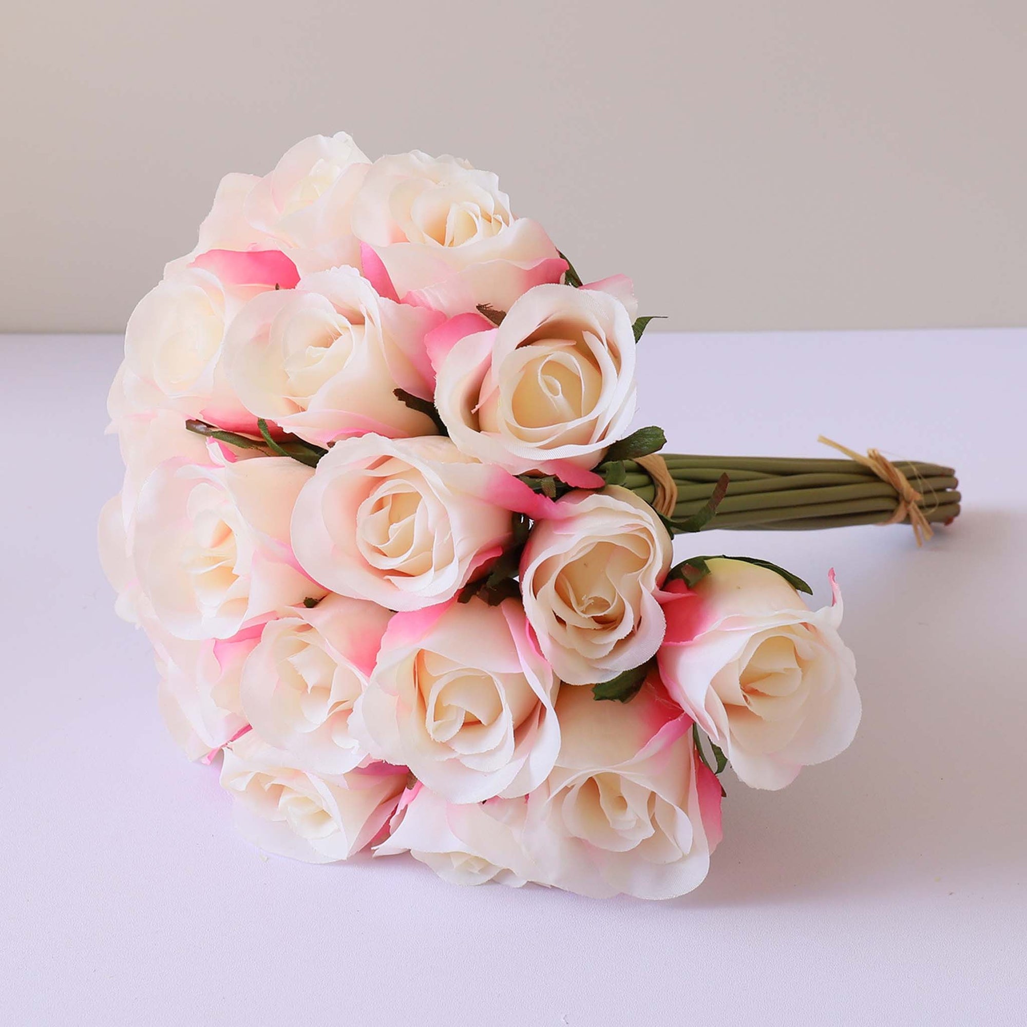 Silk Flower Bouquet Artificial Flowers Cream White Pink