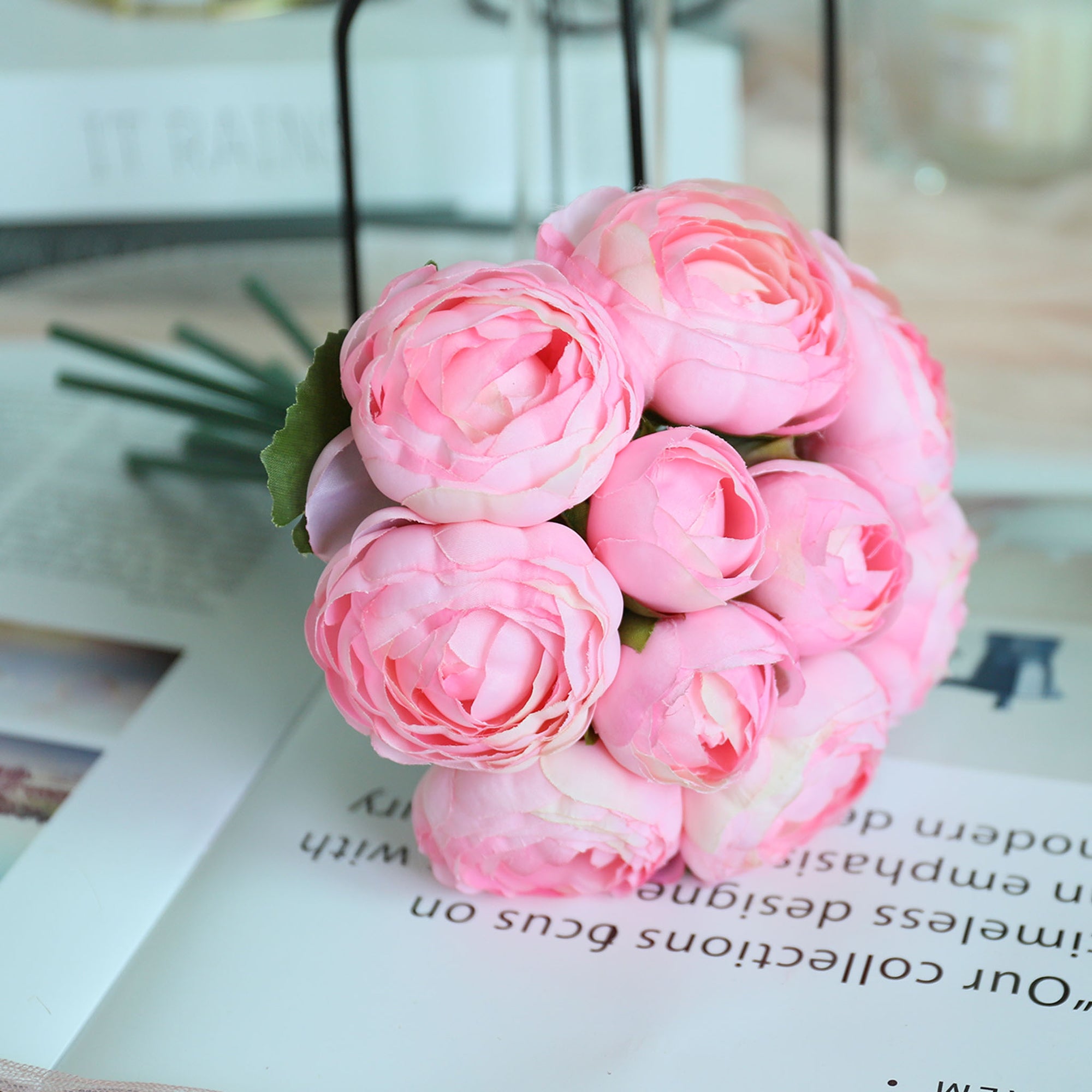 Small Silk Peony Ranunculus Flower Bouquet