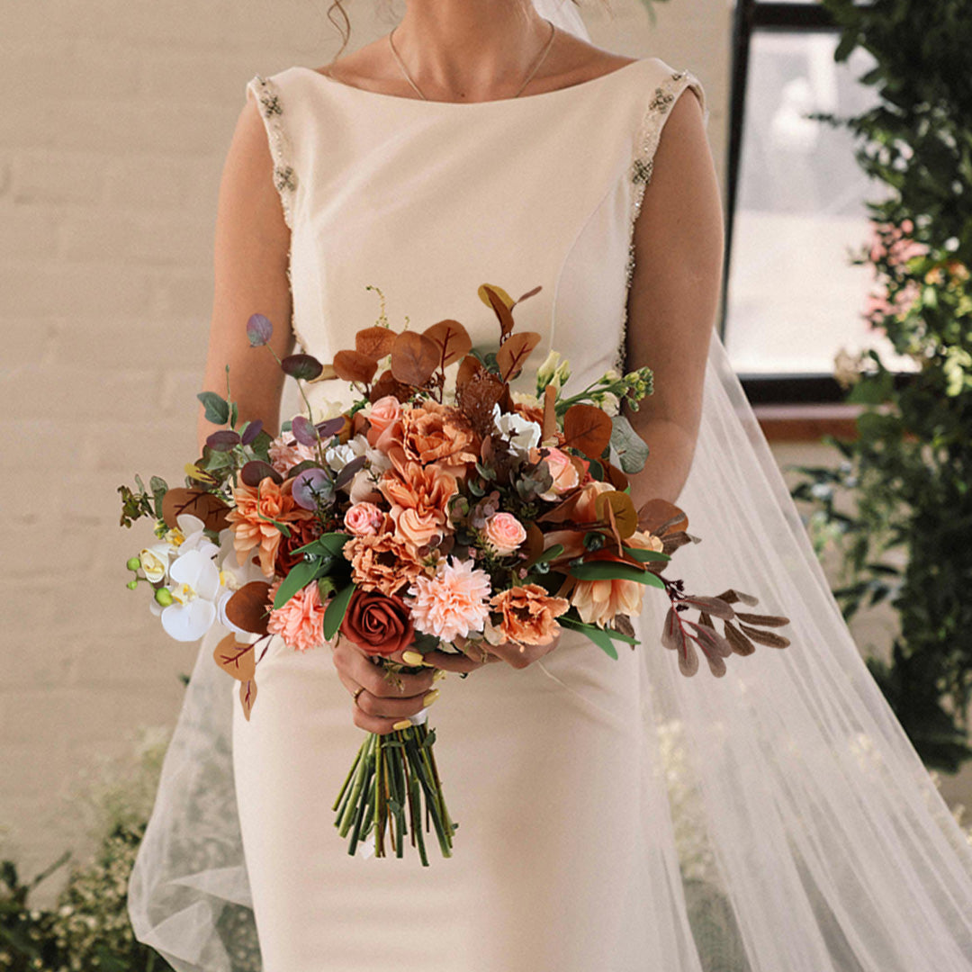 Fall Wedding Bouquets Artificial Terracotta Flowers