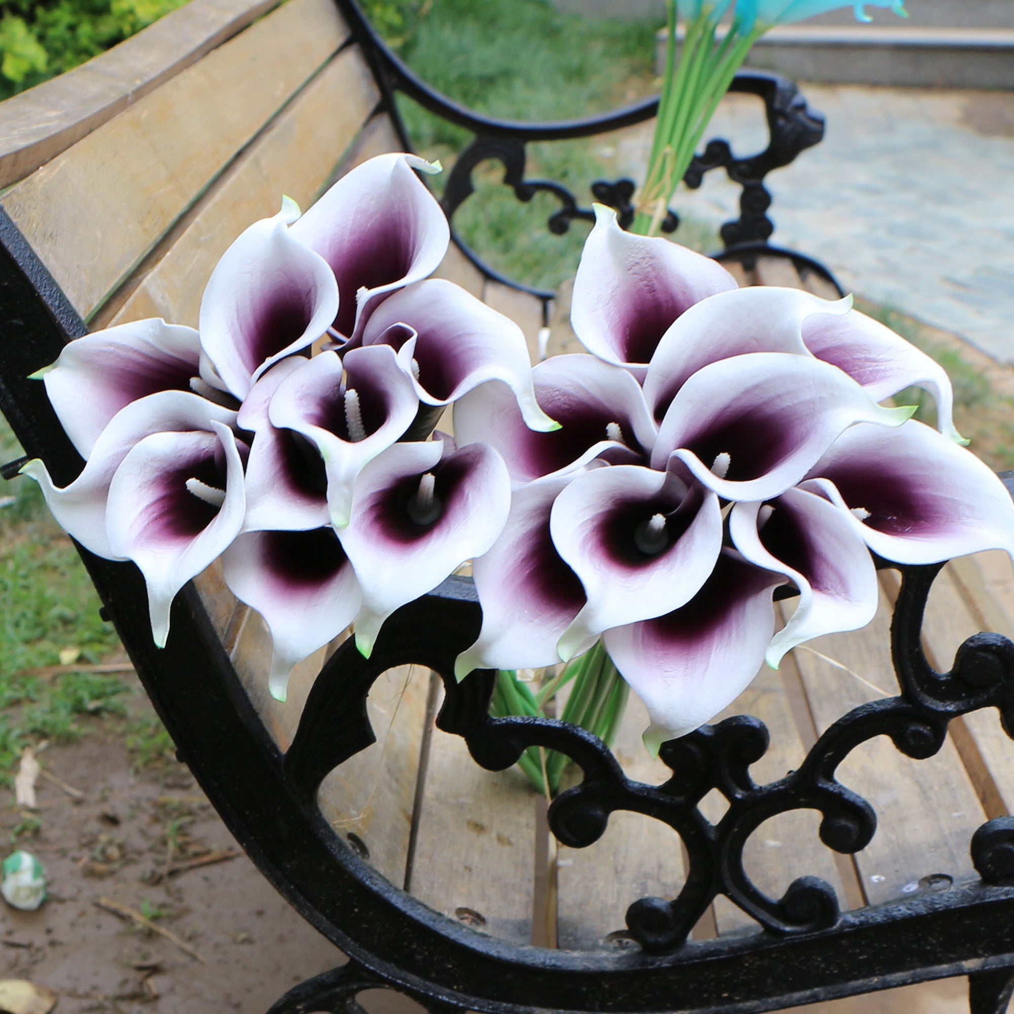 Picasso Purple Calla Lily Bouquet Artificial Wedding Flowers