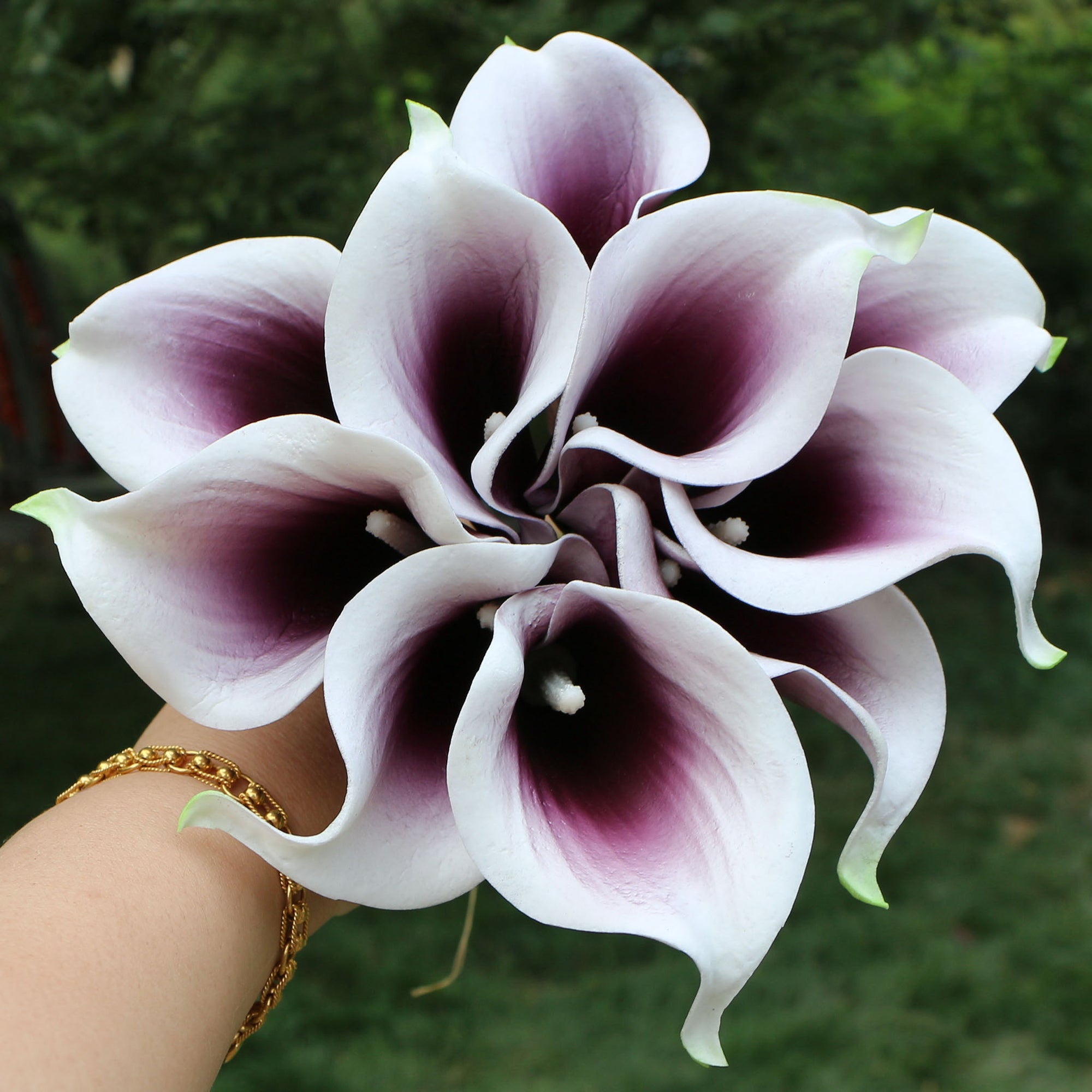 Picasso Purple Calla Lily Bouquet Artificial Wedding Flowers