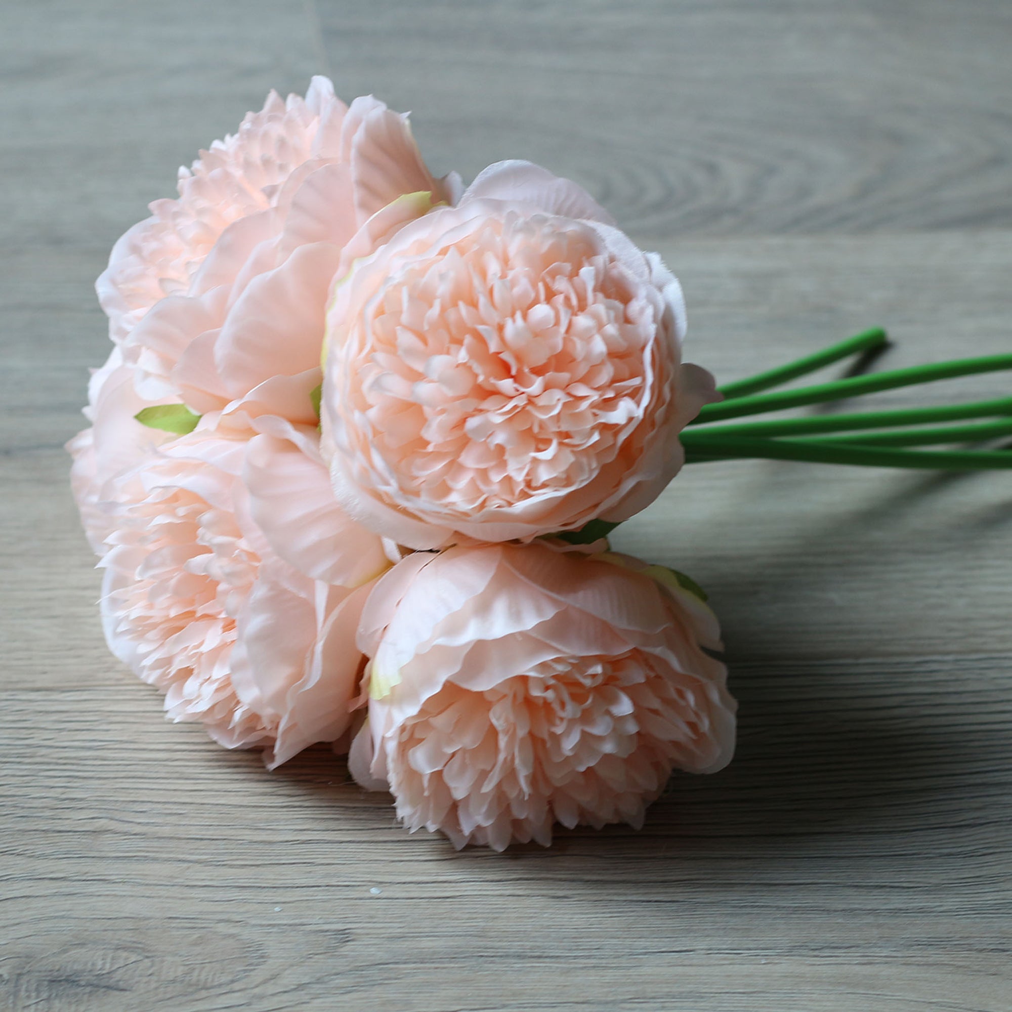 Peach Pink Bridal Bouquet Silk Peony Peach Wedding Flowers
