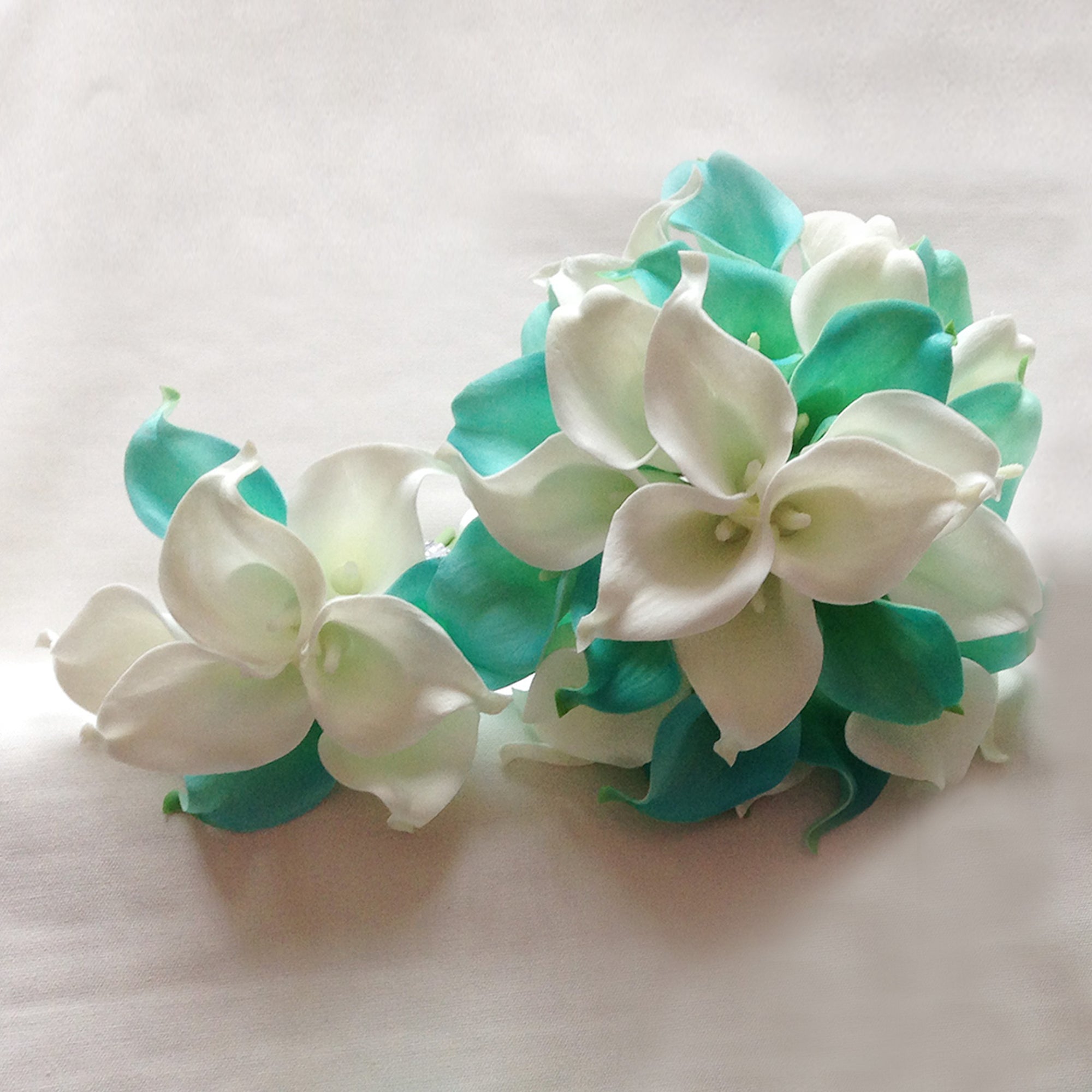 Wedding Bridal Bouquet Package Pool Blue and White Calla Lily Bouquet