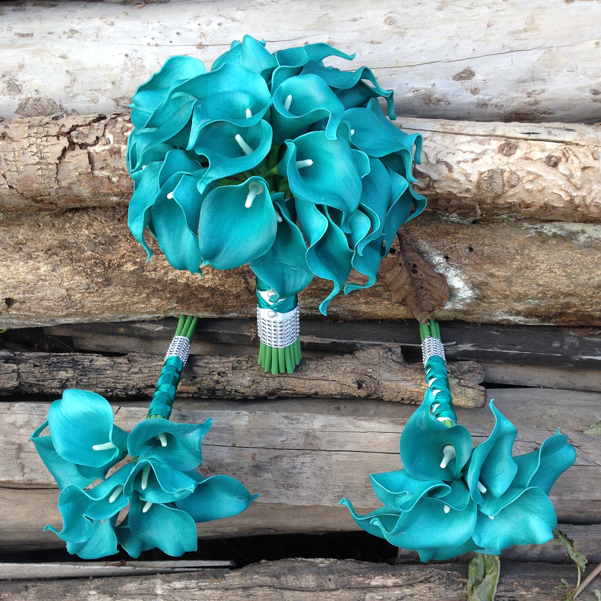Teal Wedding Bouquets for Bridal Bridesmaids