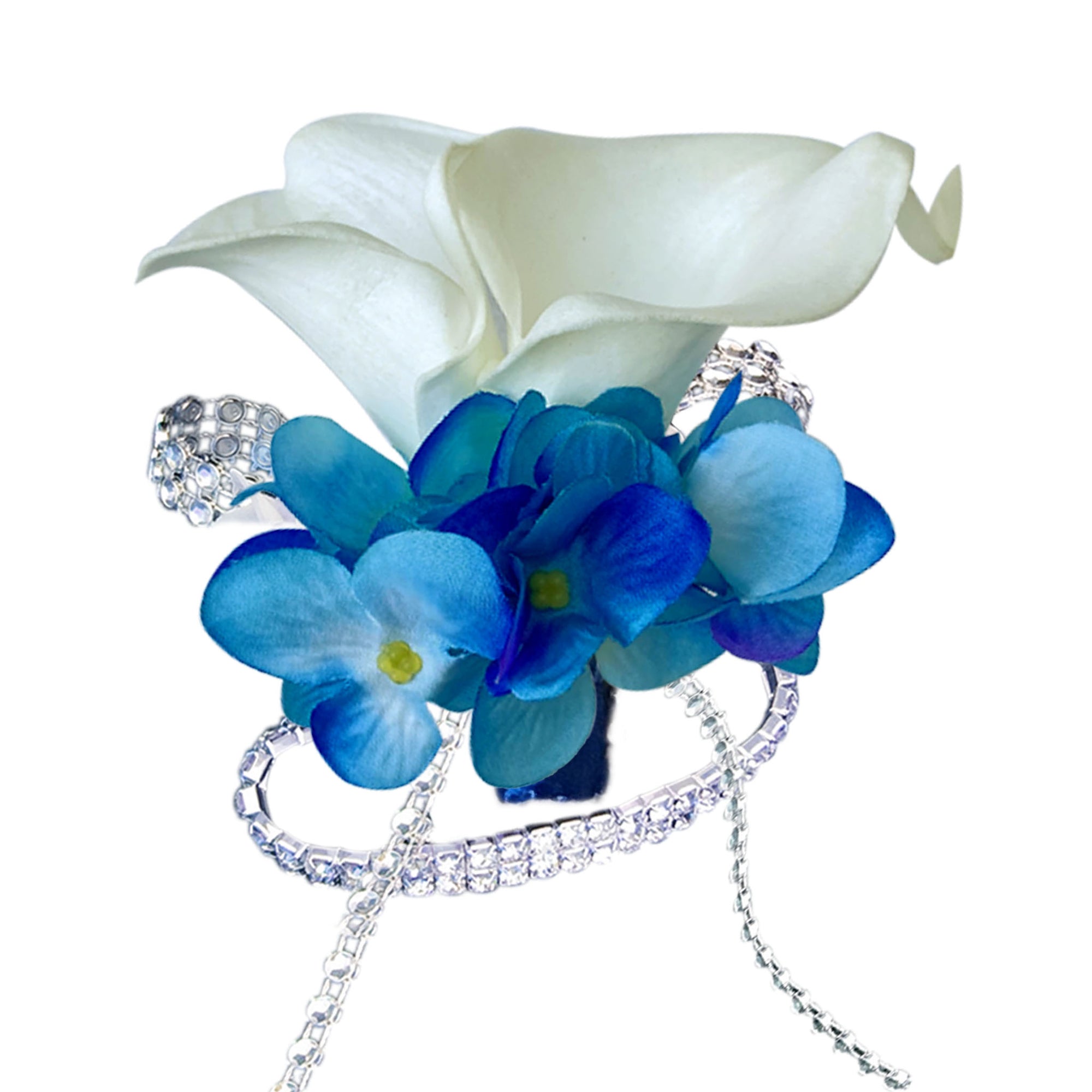 Flower Bouquet for Bridal Bridesmaid Picasso Blue White Calla Lily