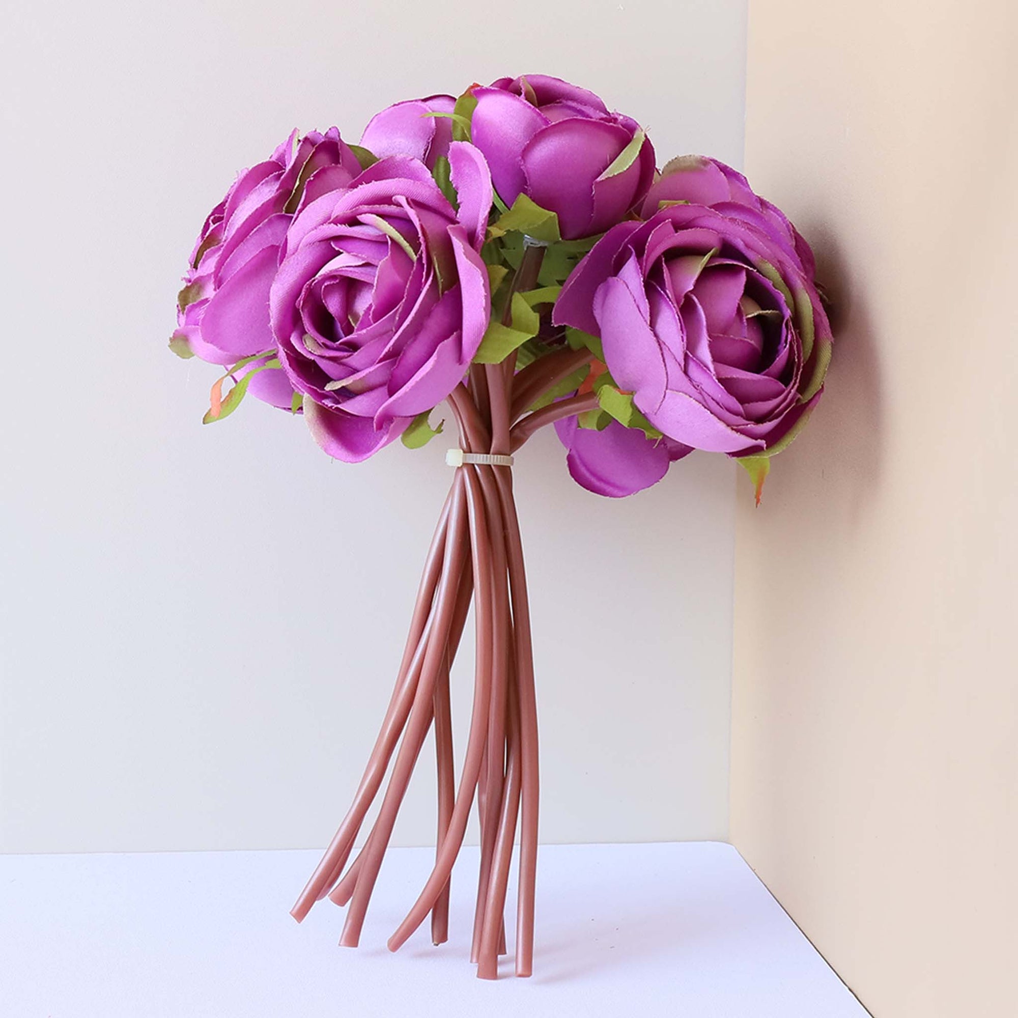 Silk Tea Roses Small Peony Wedding Flowers Bouquet