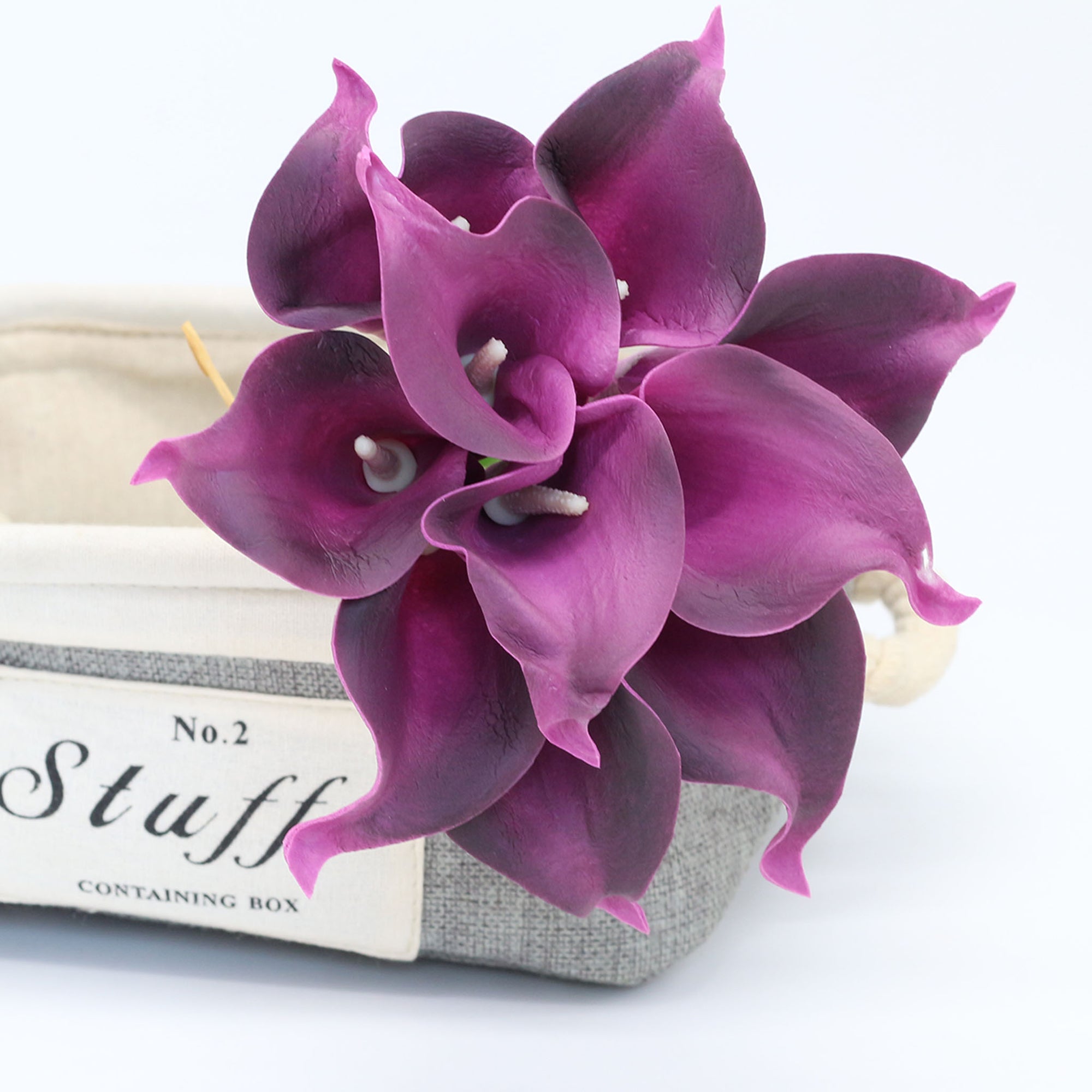 Plum Purple Calla Lily Flowers Real Touch Wedding Bouquet