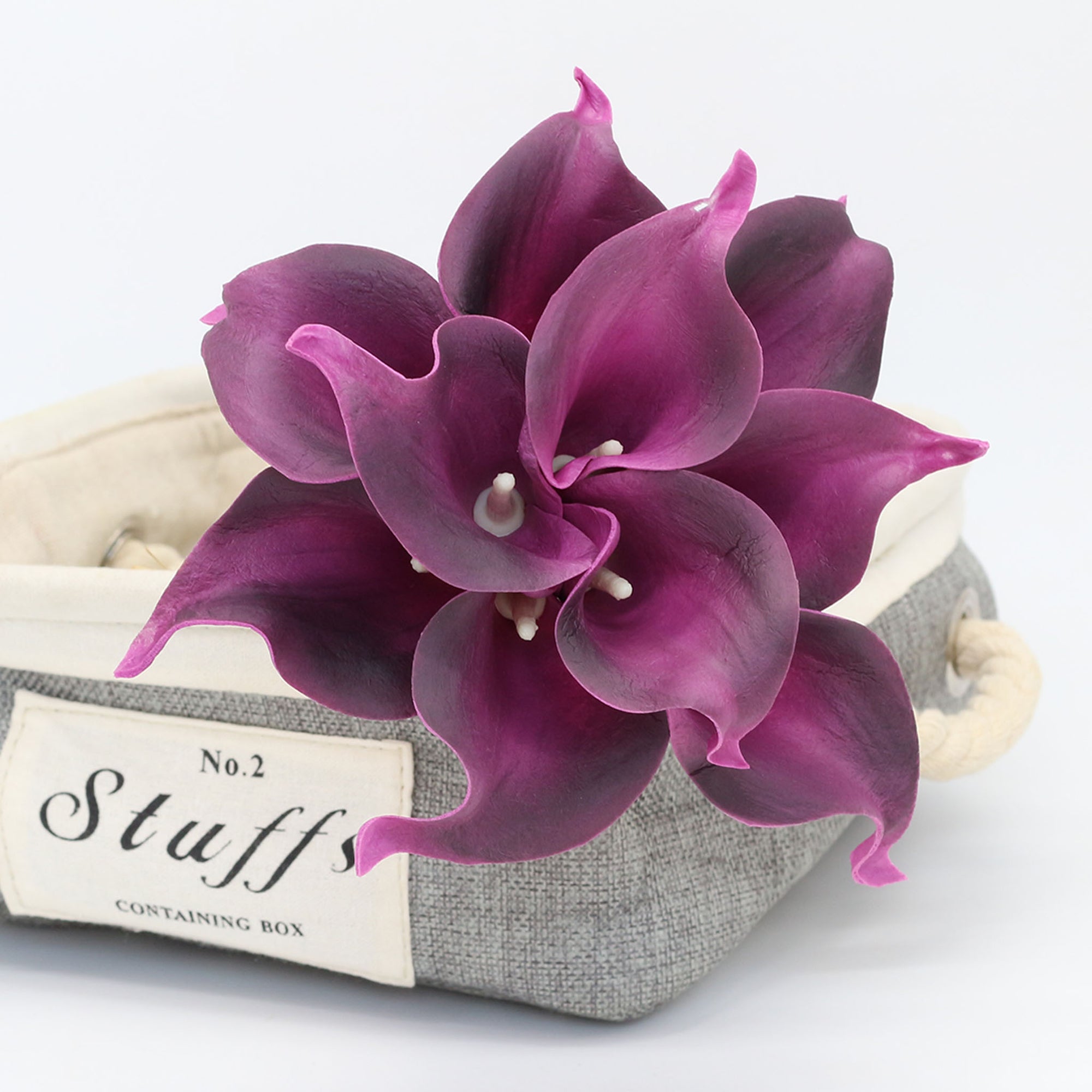 Plum Purple Calla Lily Flowers Real Touch Wedding Bouquet