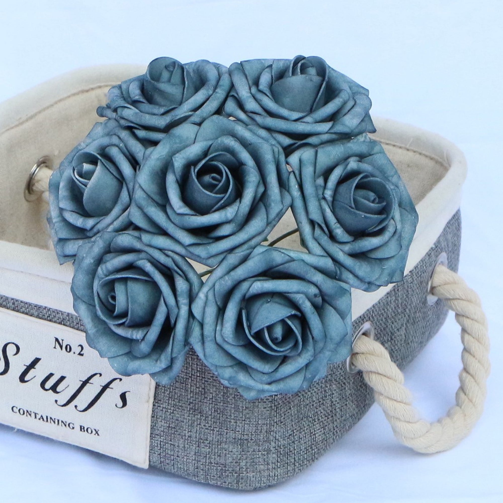 Artificial Foam Roses Dusty Blue Flowers for Wedding