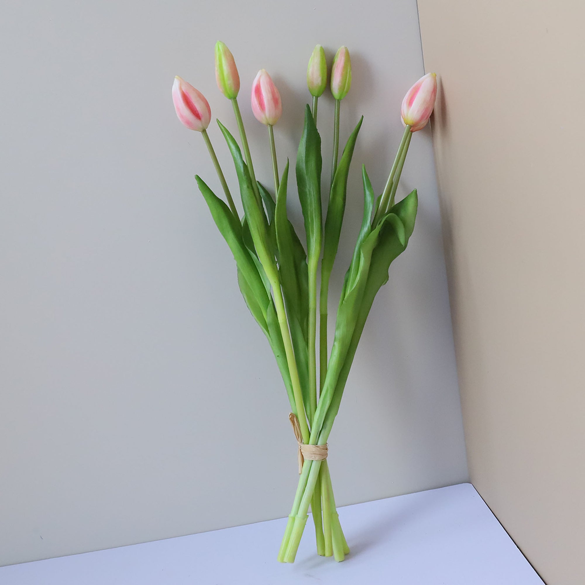 Realistic Latex Artificial Tulip Flower Bunch 17"