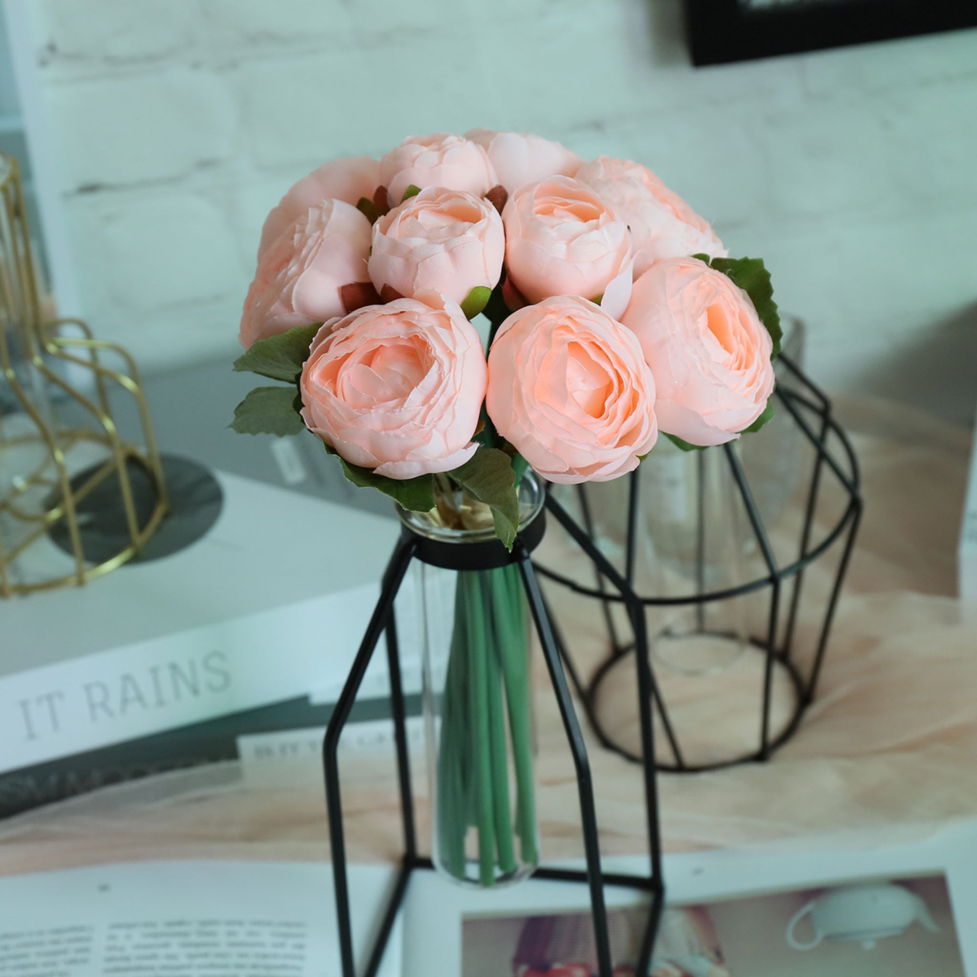 Small Silk Peony Ranunculus Flower Bouquet