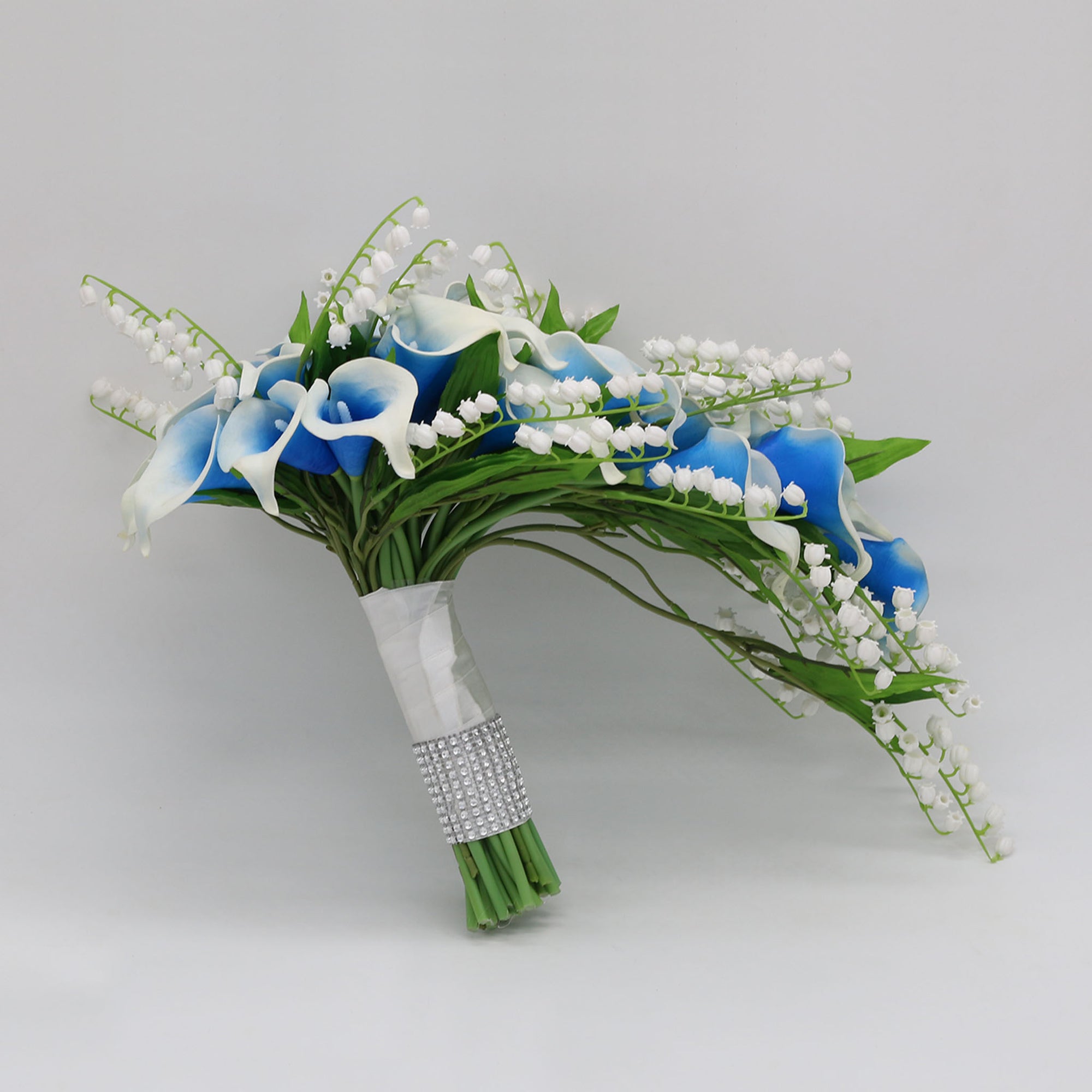 Cascade Bridal Blue Calla Lilies Bouquet Lily of the Valley