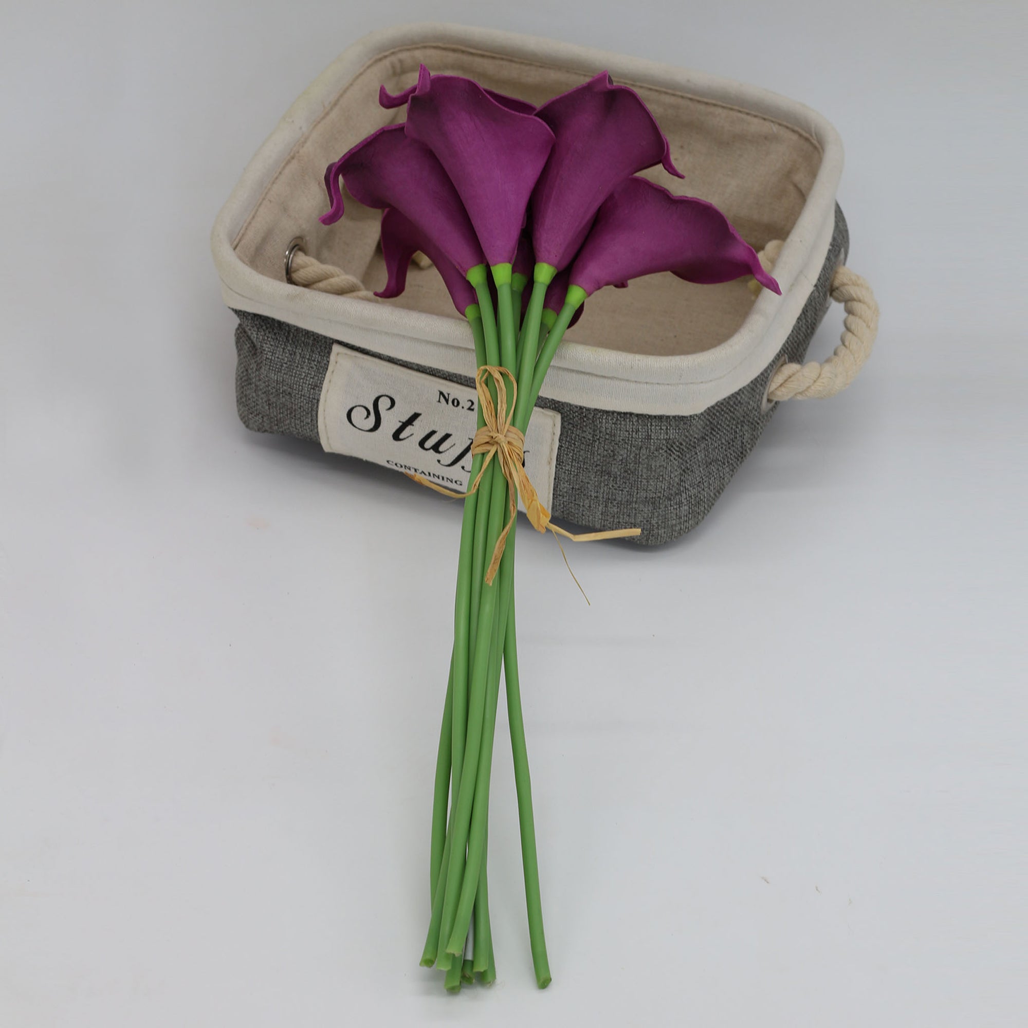 Plum Purple Calla Lily Flowers Real Touch Wedding Bouquet