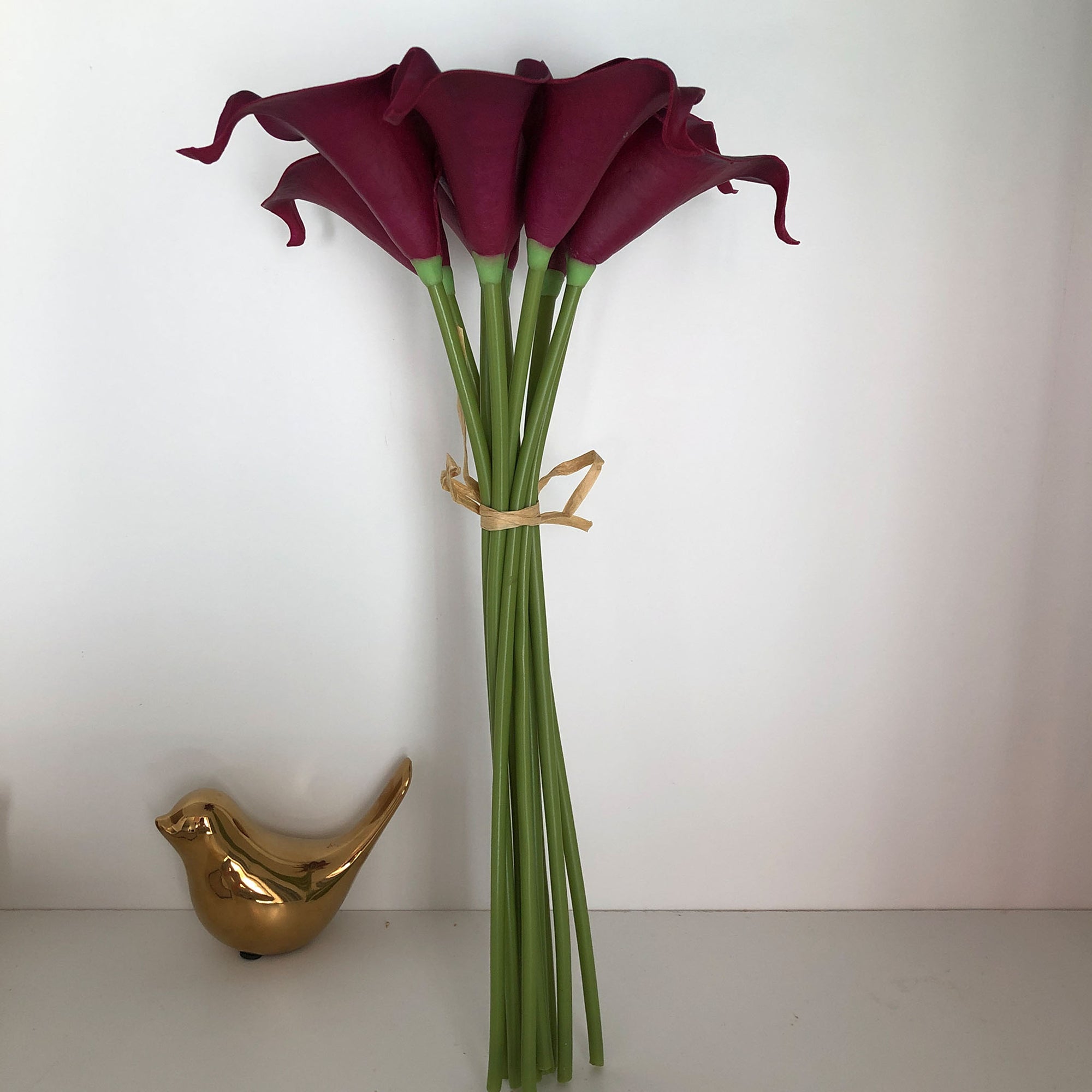 Plum Wedding Flowers Fake Calla Lily Bouquet