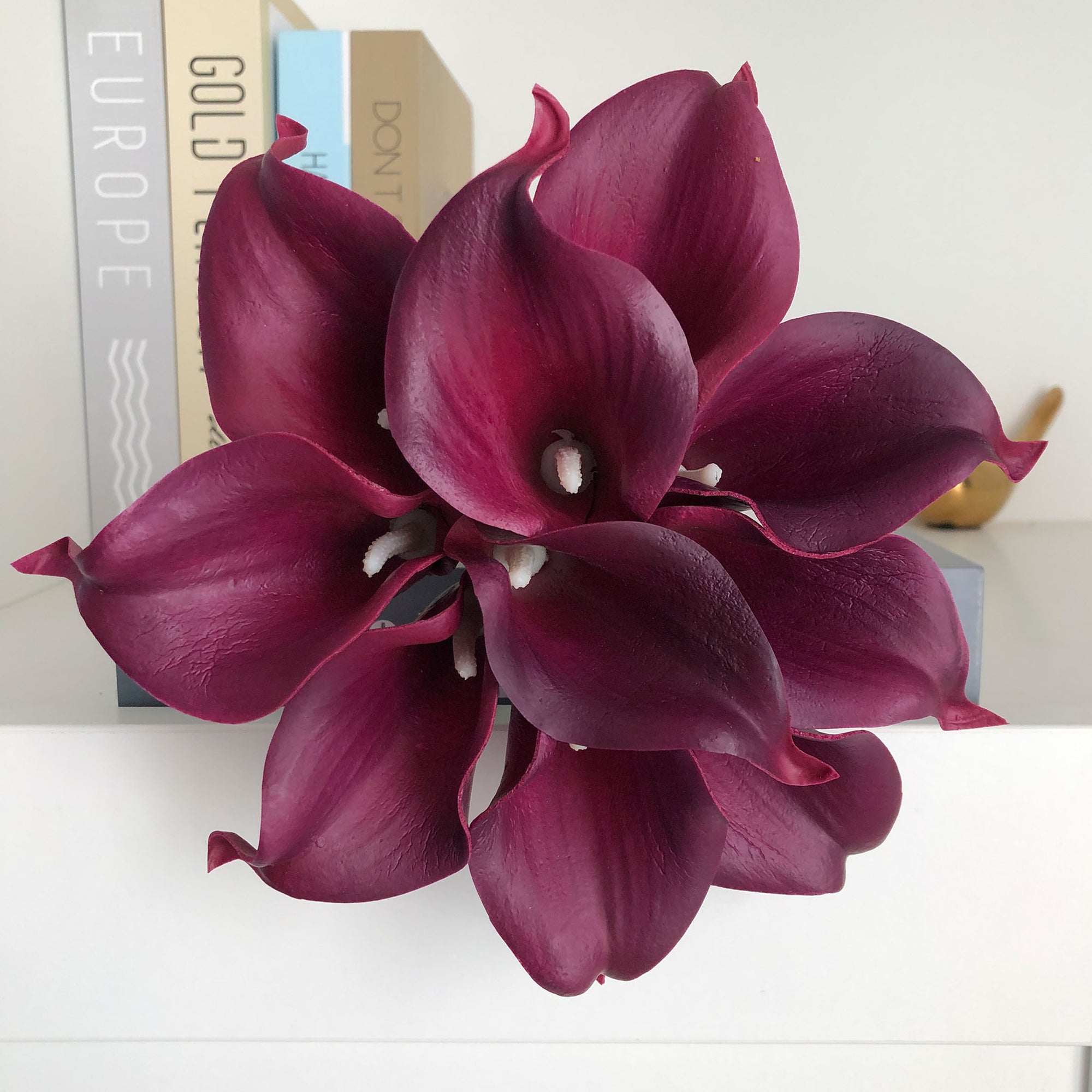 Plum Wedding Flowers Fake Calla Lily Bouquet