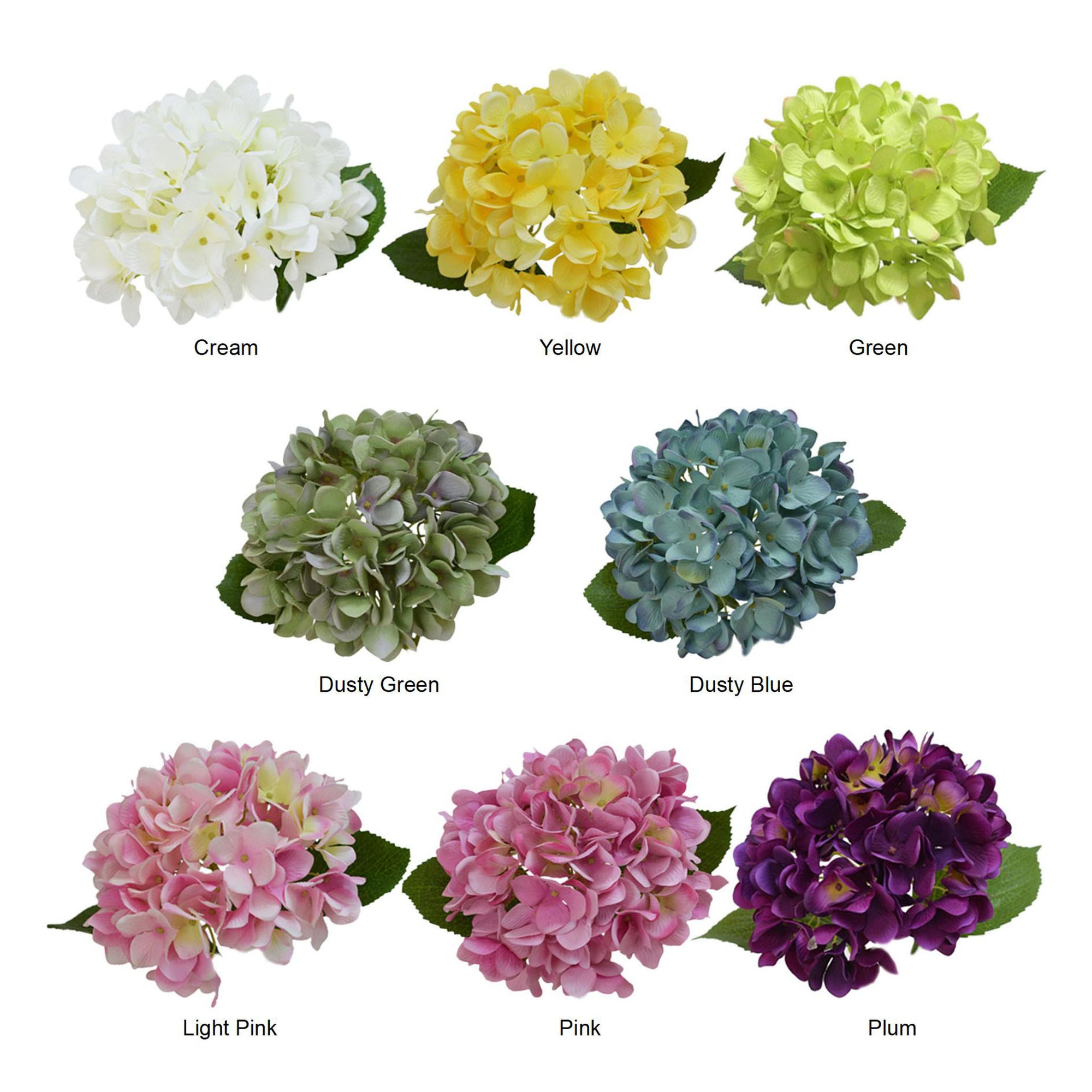 Realistic Silk Hydrangea Flowers 5 Stems for Bridal Bouquets
