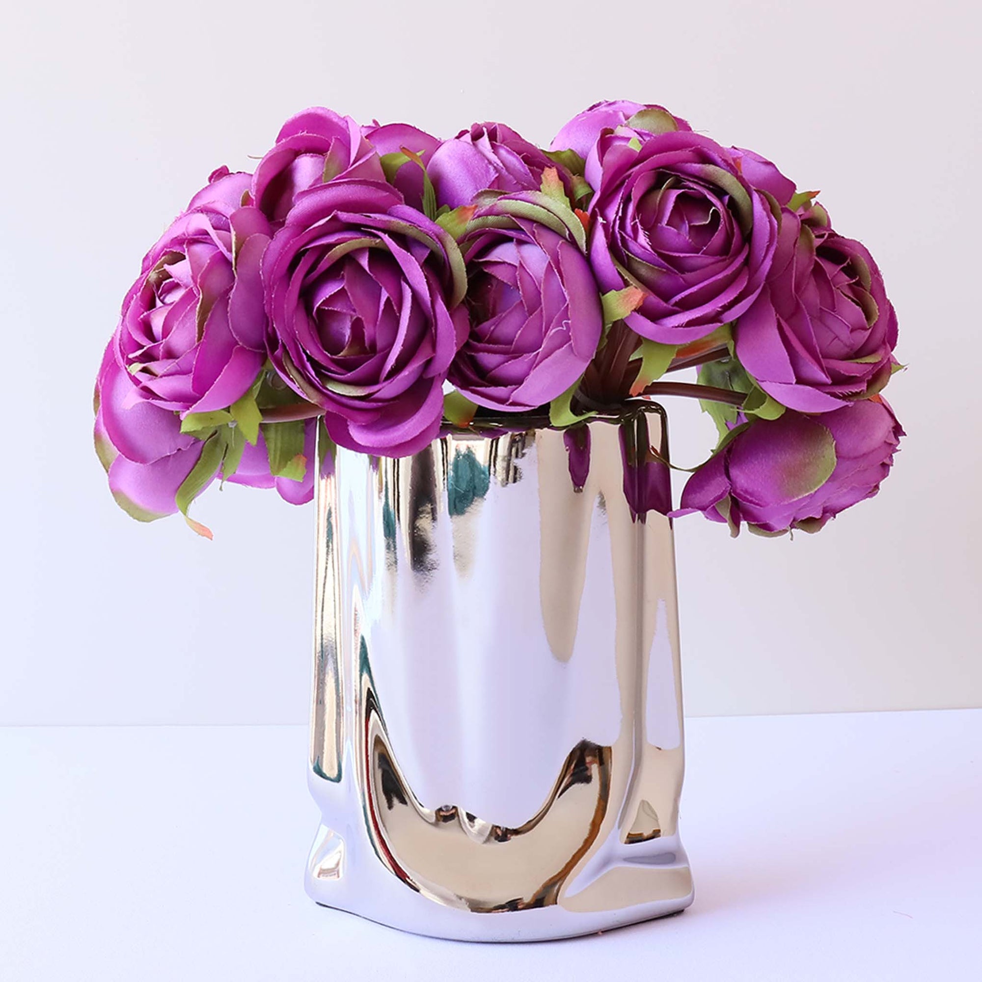 Silk Tea Roses Small Peony Wedding Flowers Bouquet