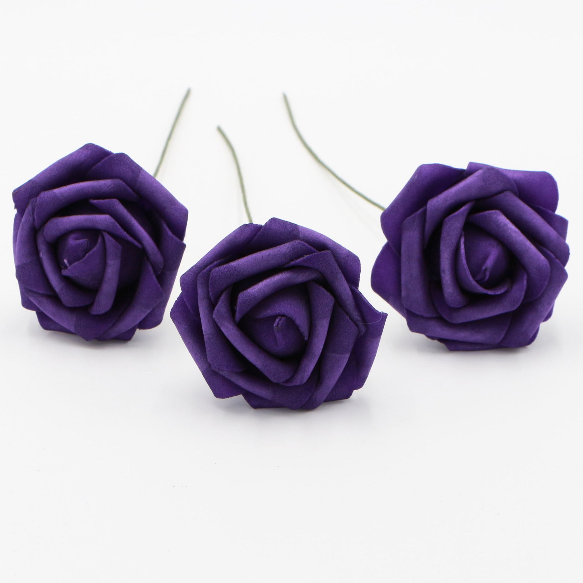 Dark Purple Foam Flowers Fake Roses Wedding Flowers