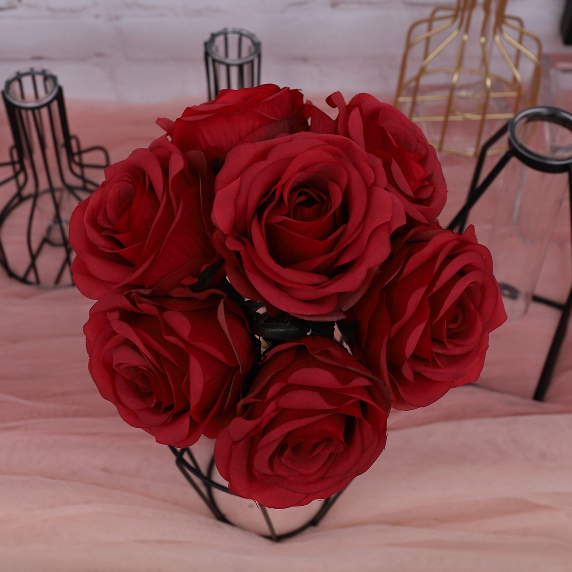 Silk Rose Bouquet 7 Individual Flowers