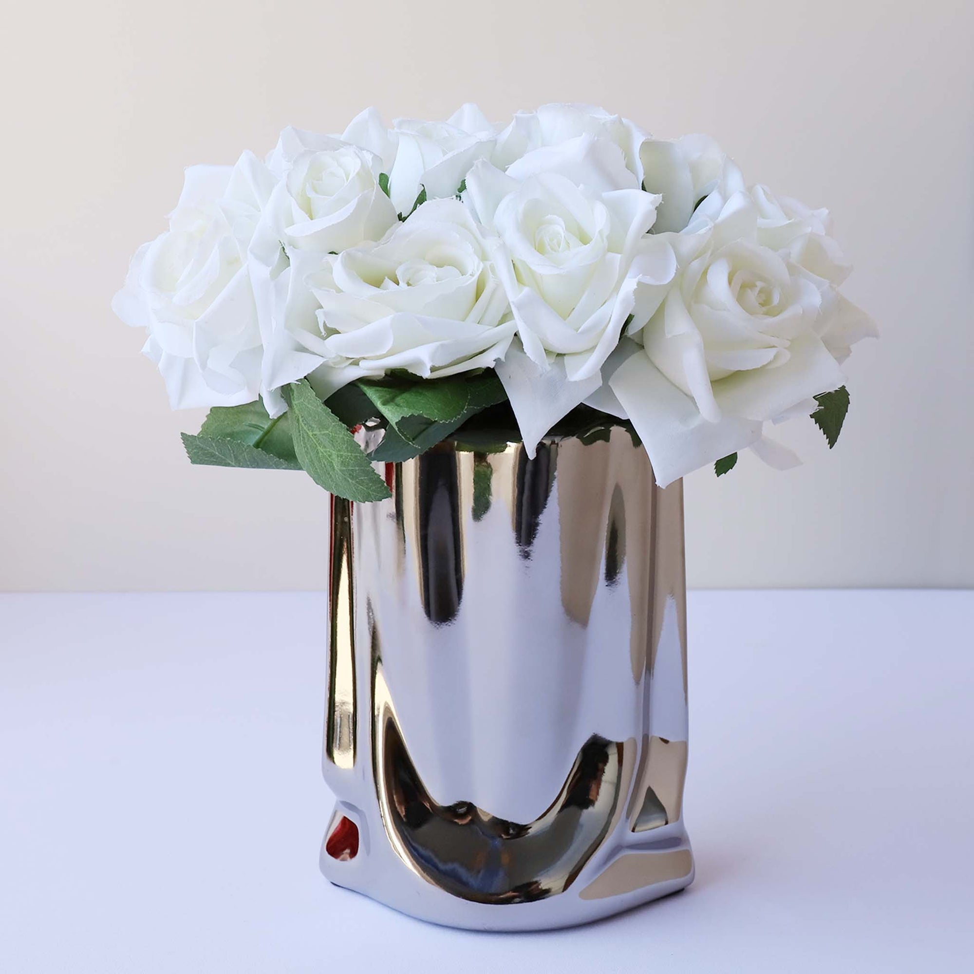Champagne Silk Flower Bouquet Artificial Floral Arrangement for Home Decoration