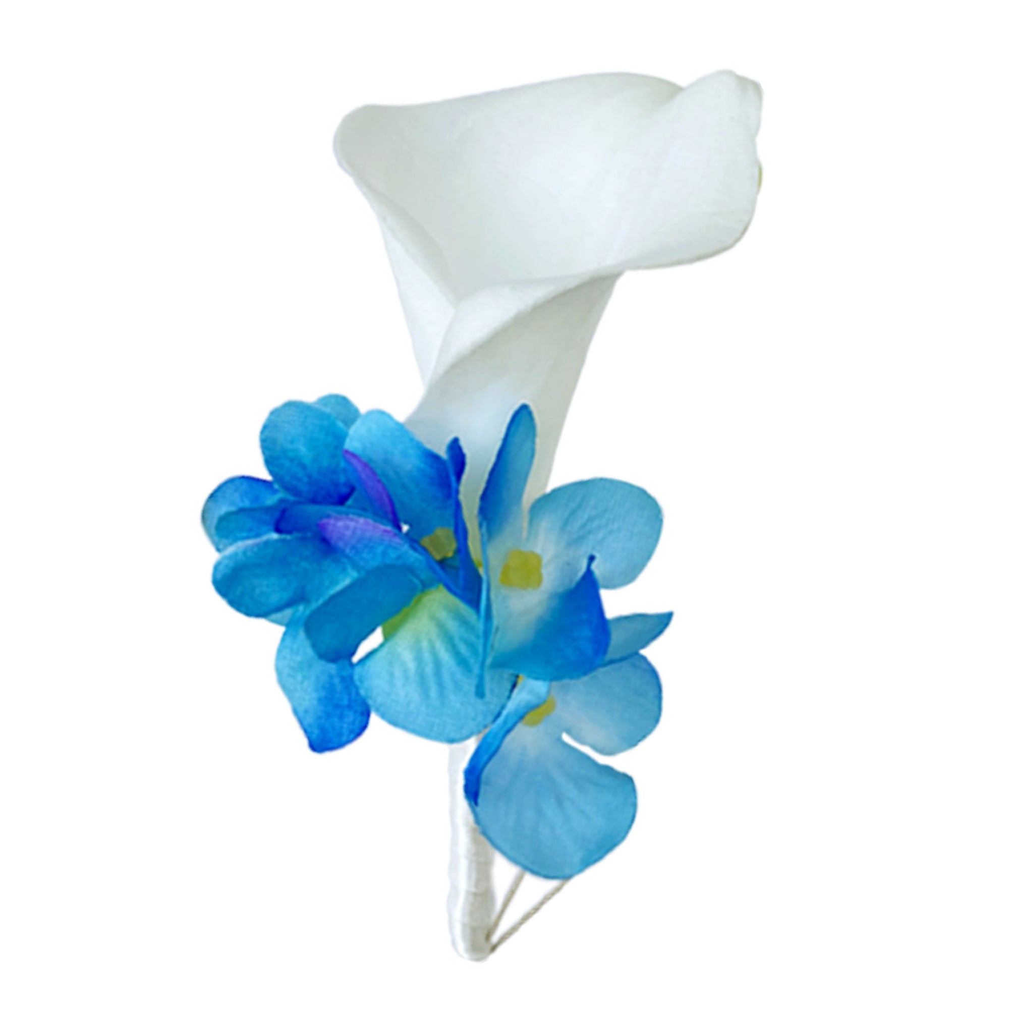 Flower Bouquet for Bridal Bridesmaid Picasso Blue White Calla Lily