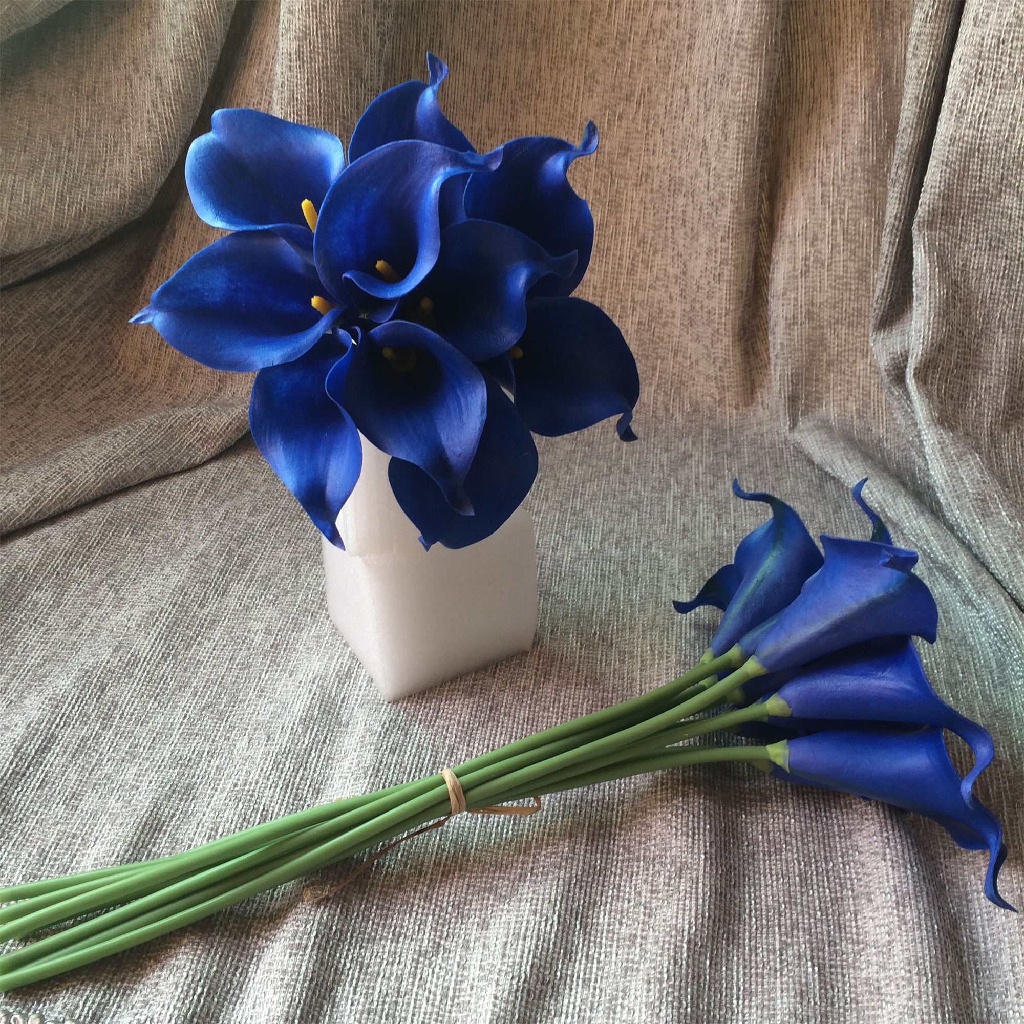 Royal Blue Calla Lily Bouquet Real Touch Flowers