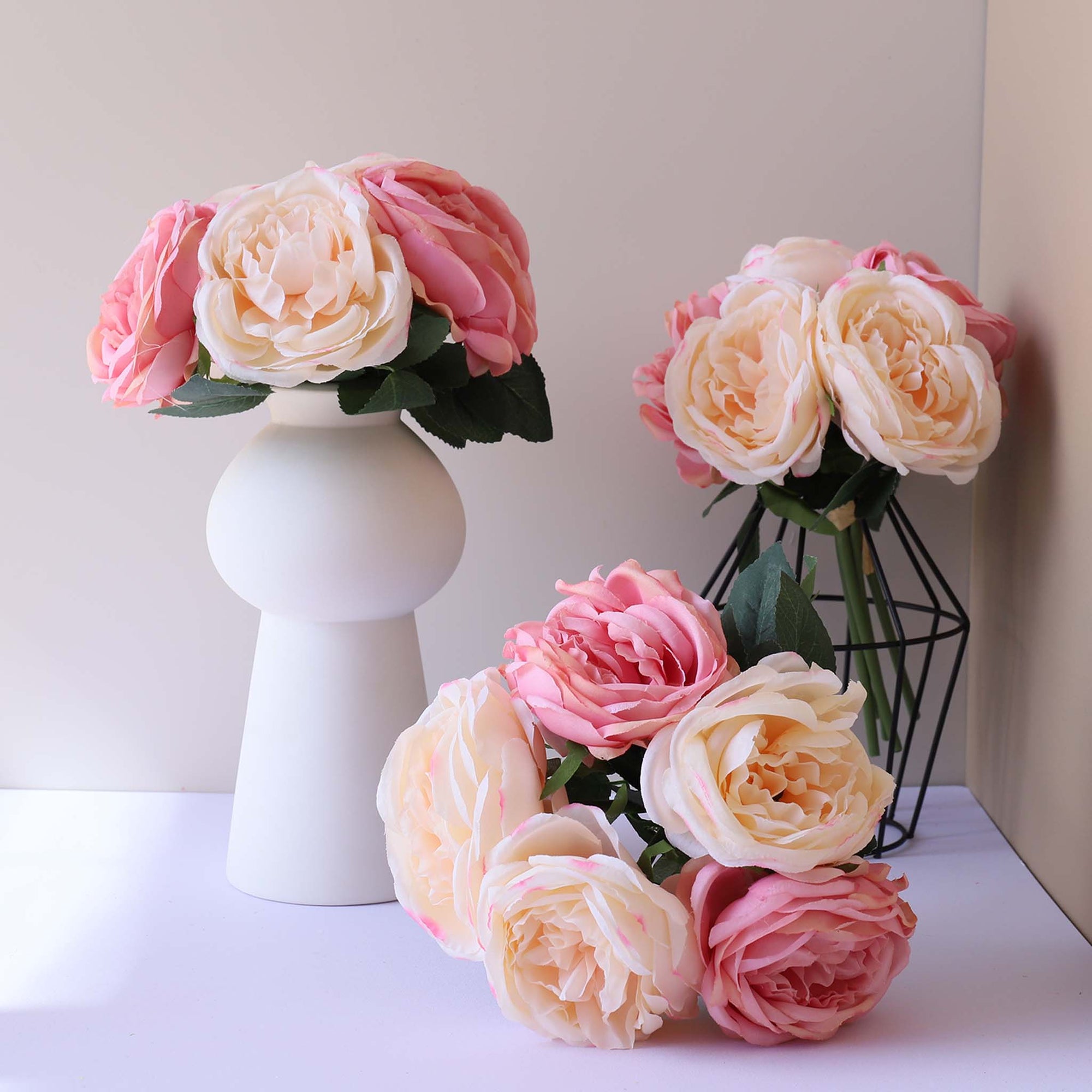 Silk Peony Blush Pink Flower Bouquet Pink Wedding Flower Faux Peonies Bouquet