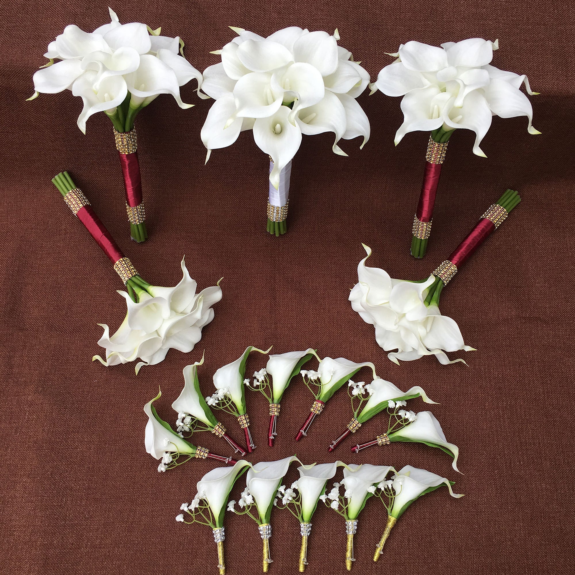 White Flower Bridal Bouquet Fake Calla Lily Bouquets