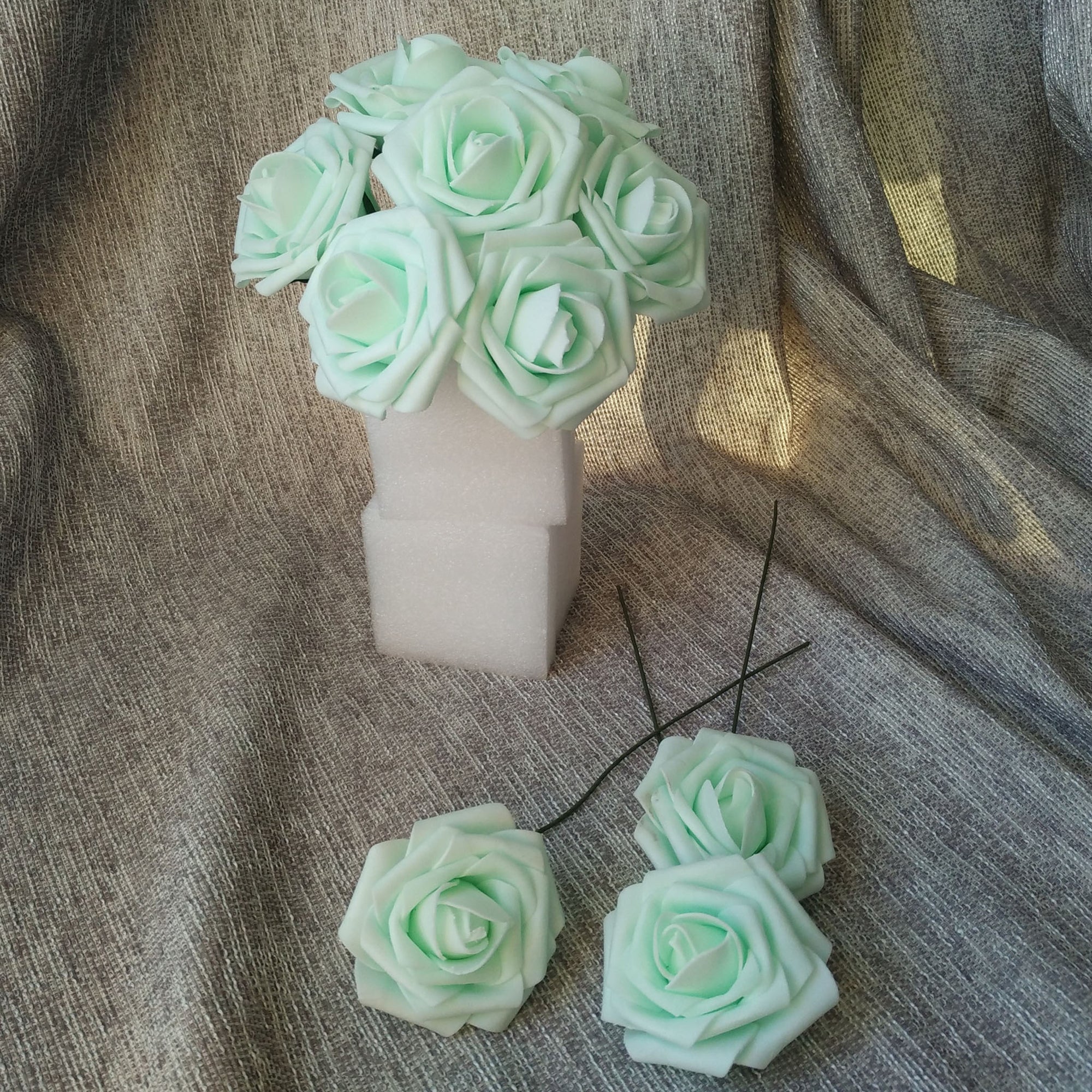 Mint Green Roses Fake Flowers Artificial Wedding Flower