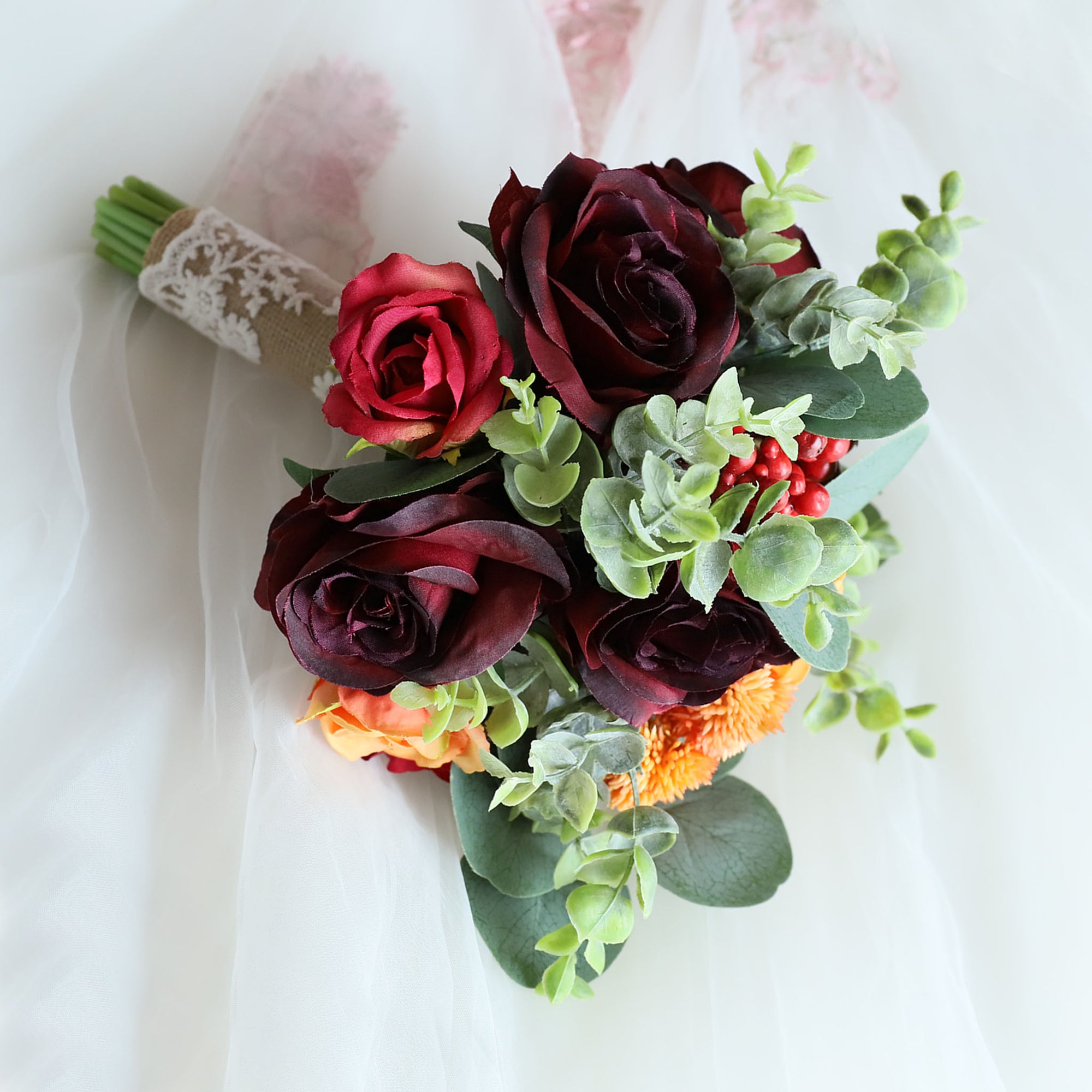 Bridesmaid Rustic Bouquet Roses Greenery Bouquet