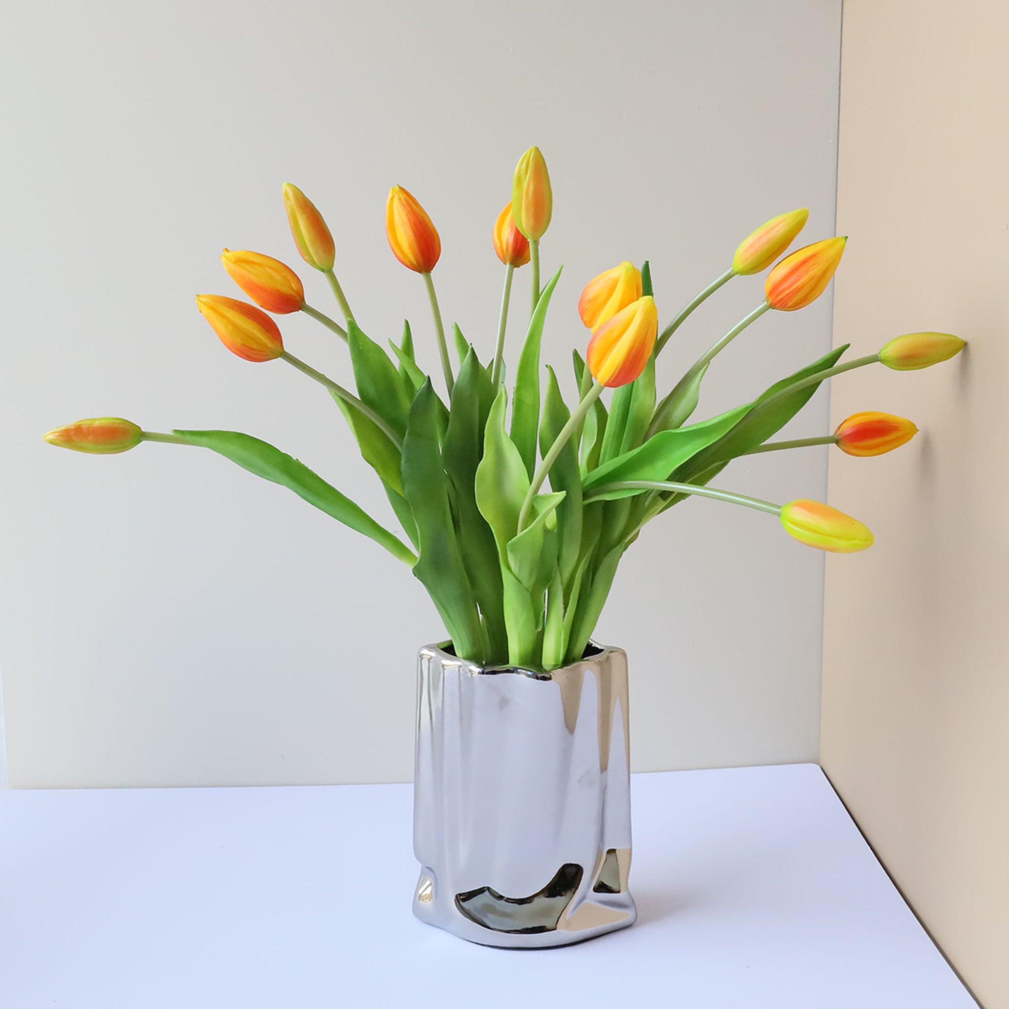 Realistic Latex Artificial Tulip Flower Bunch 17"