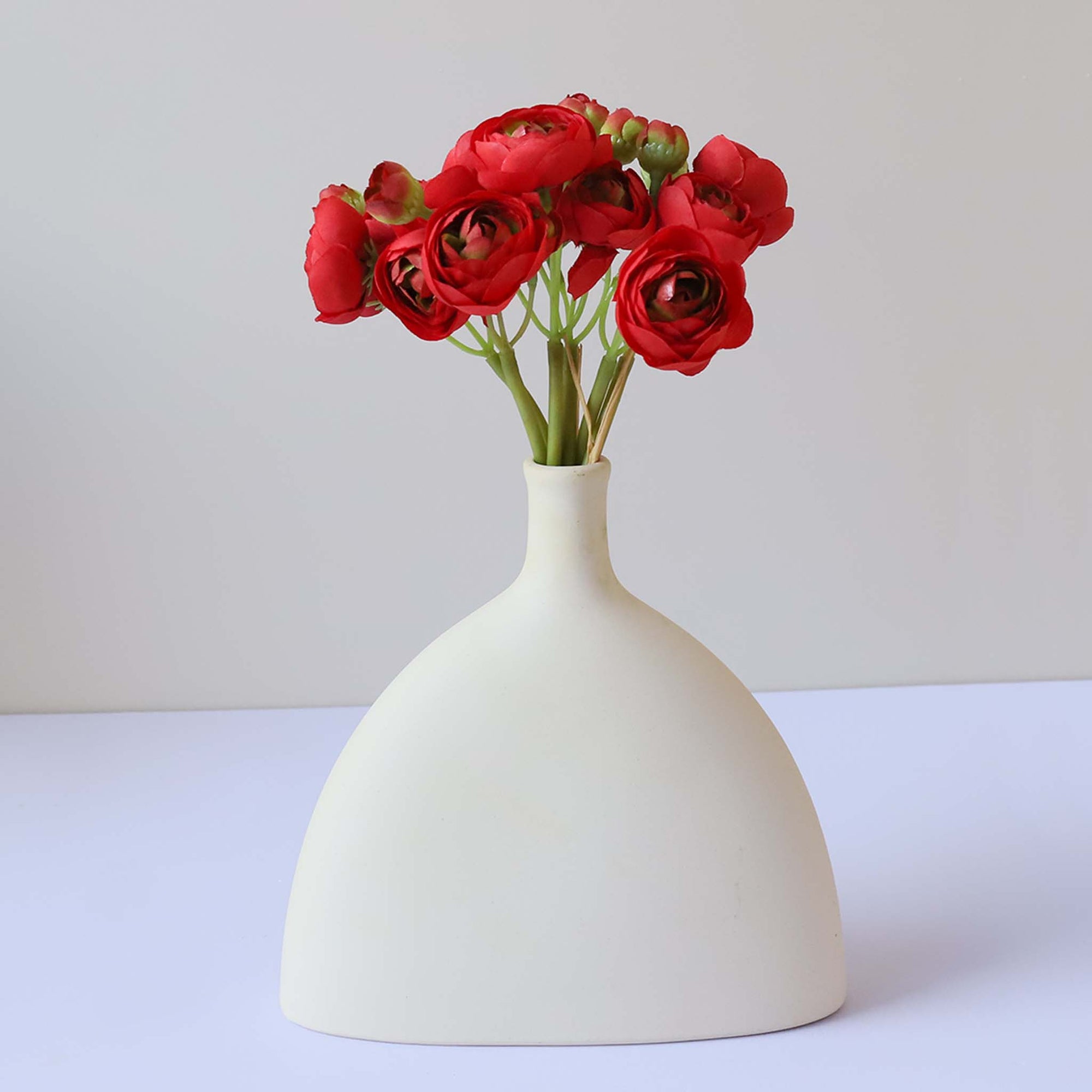 Red Ranunculus Bush Fake Silk Flower Bouquet