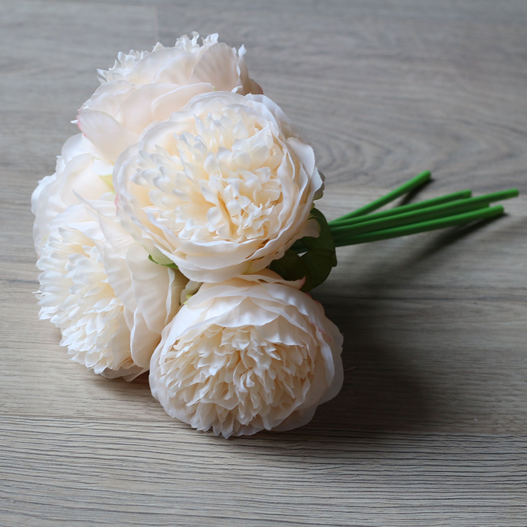Ivory Silk Peony Bouquet Champagne Peony Bunch