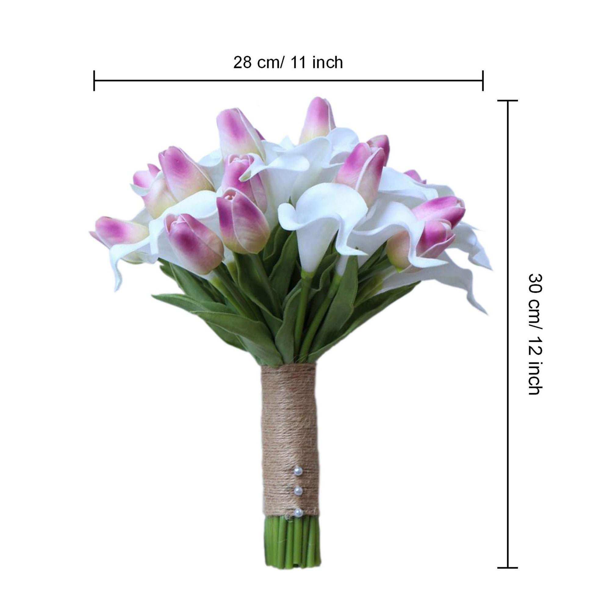 Simple Calla Lily and Tulips Bouquet White Dark Pink Bridal Bouquet