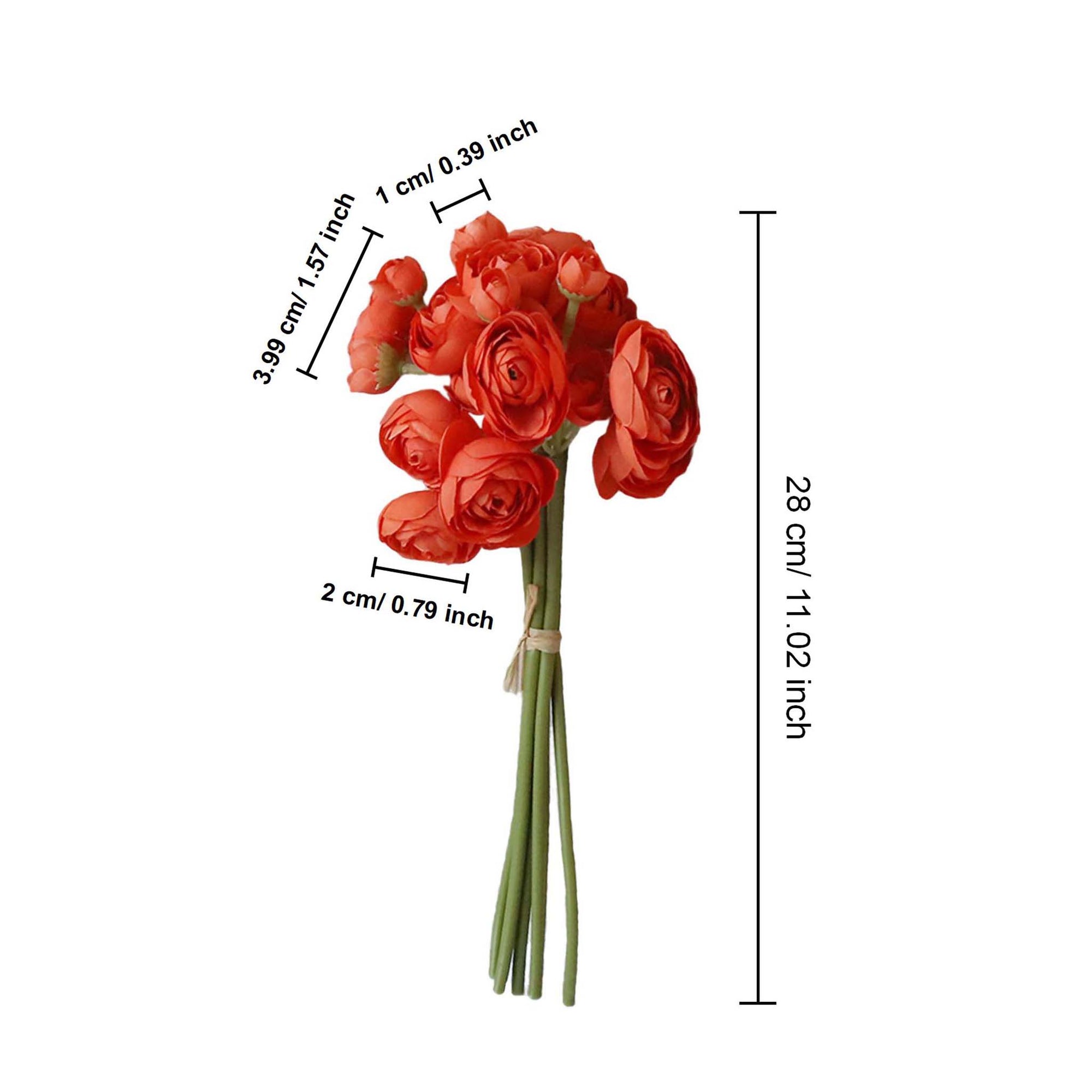 Silk Ranunculus Orange Artificial Flower Bush