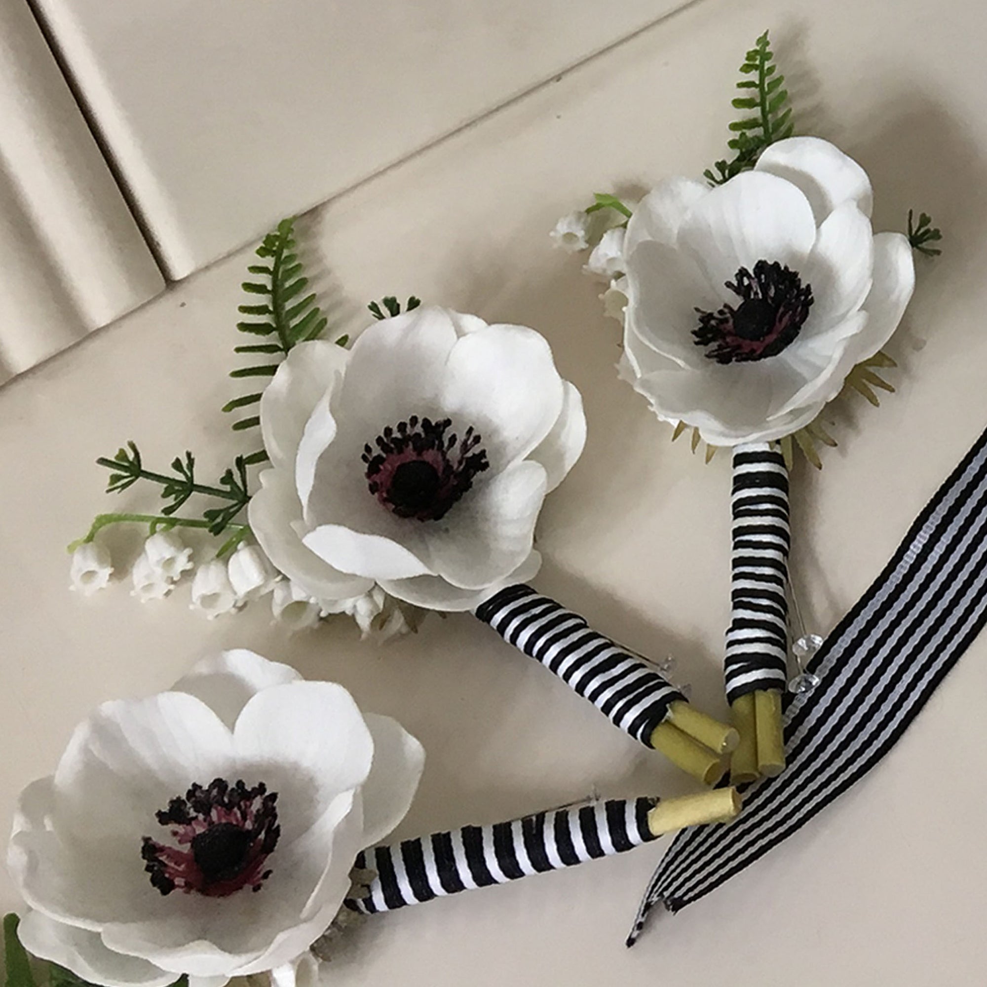 Rustic Peony Bouquet White Anemones Boutonniere Silk Flower Bouquet