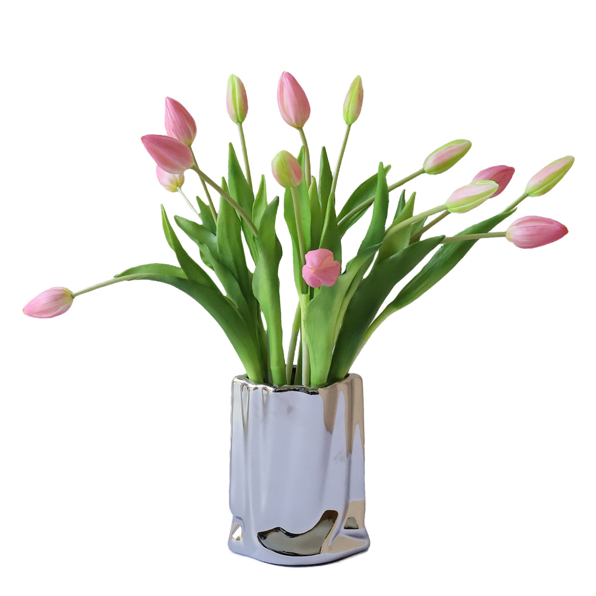 Realistic Latex Artificial Tulip Flower Bunch 17"