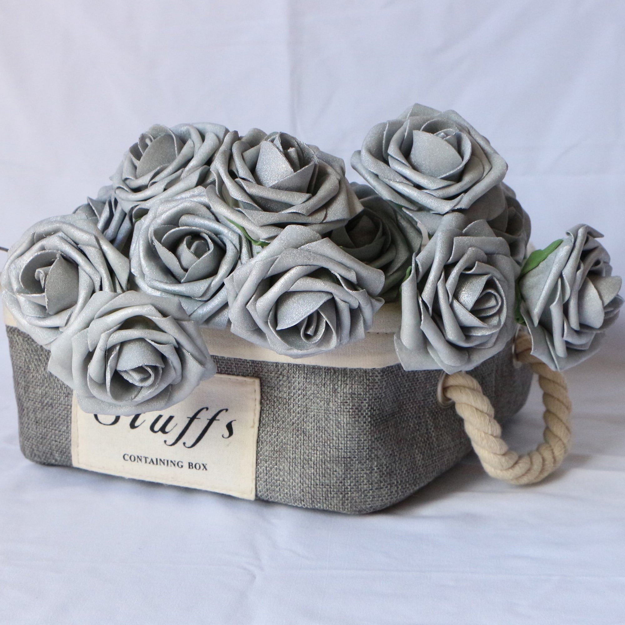 Silver Flower Fake Wedding Flowers Bulk 50 Roses