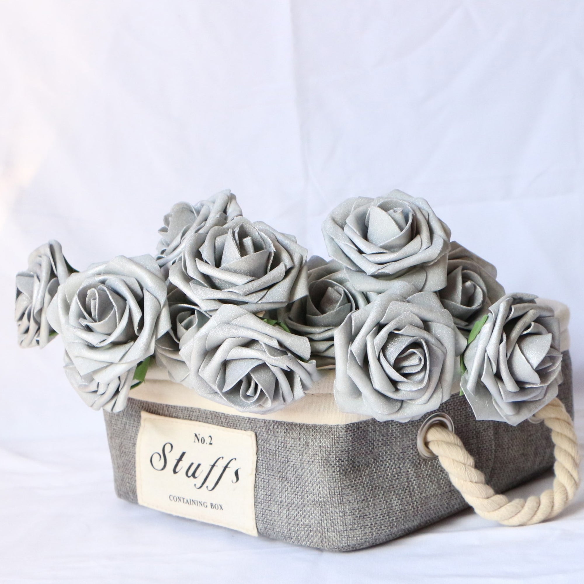 Silver Flower Fake Wedding Flowers Bulk 50 Roses