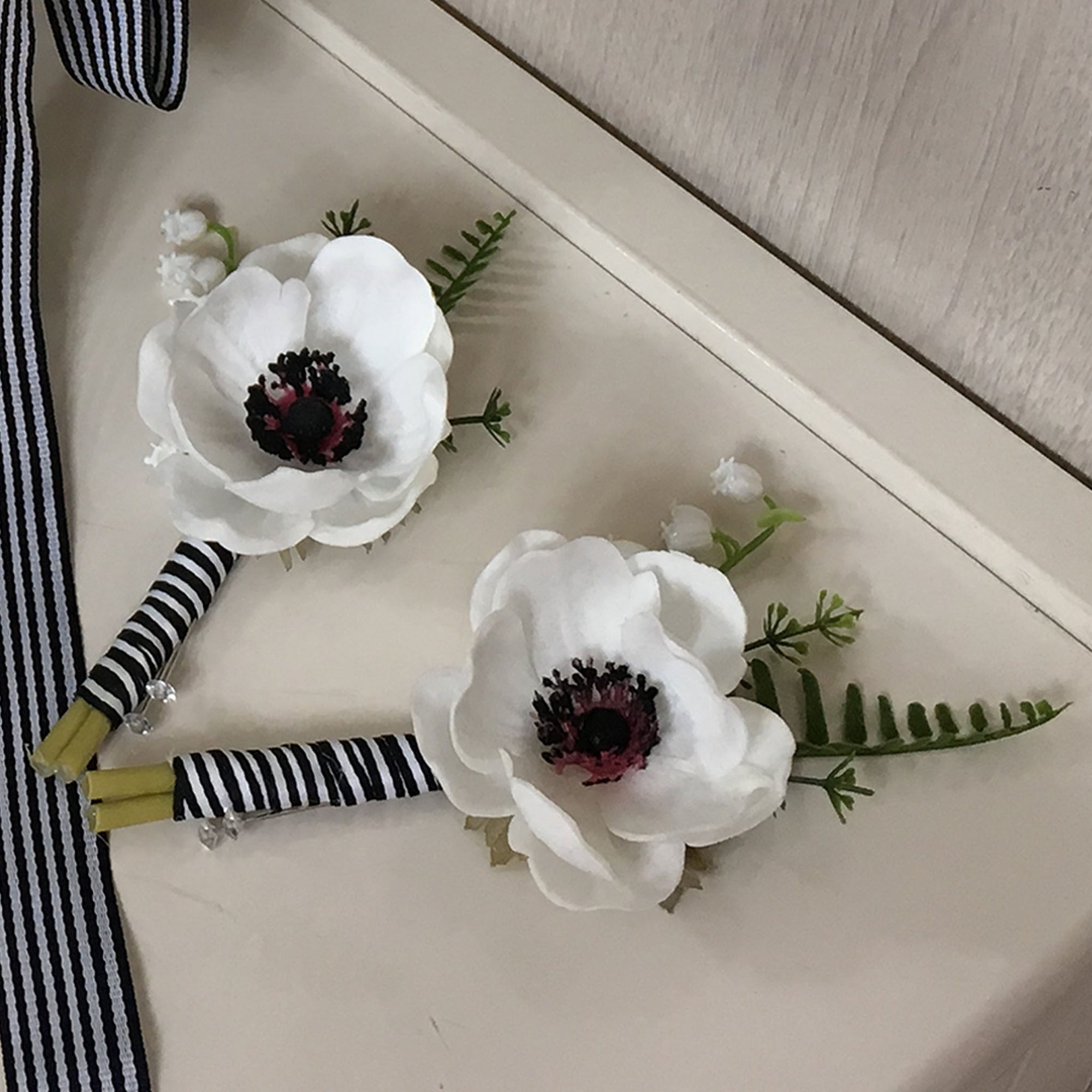 Rustic Peony Bouquet White Anemones Boutonniere Silk Flower Bouquet