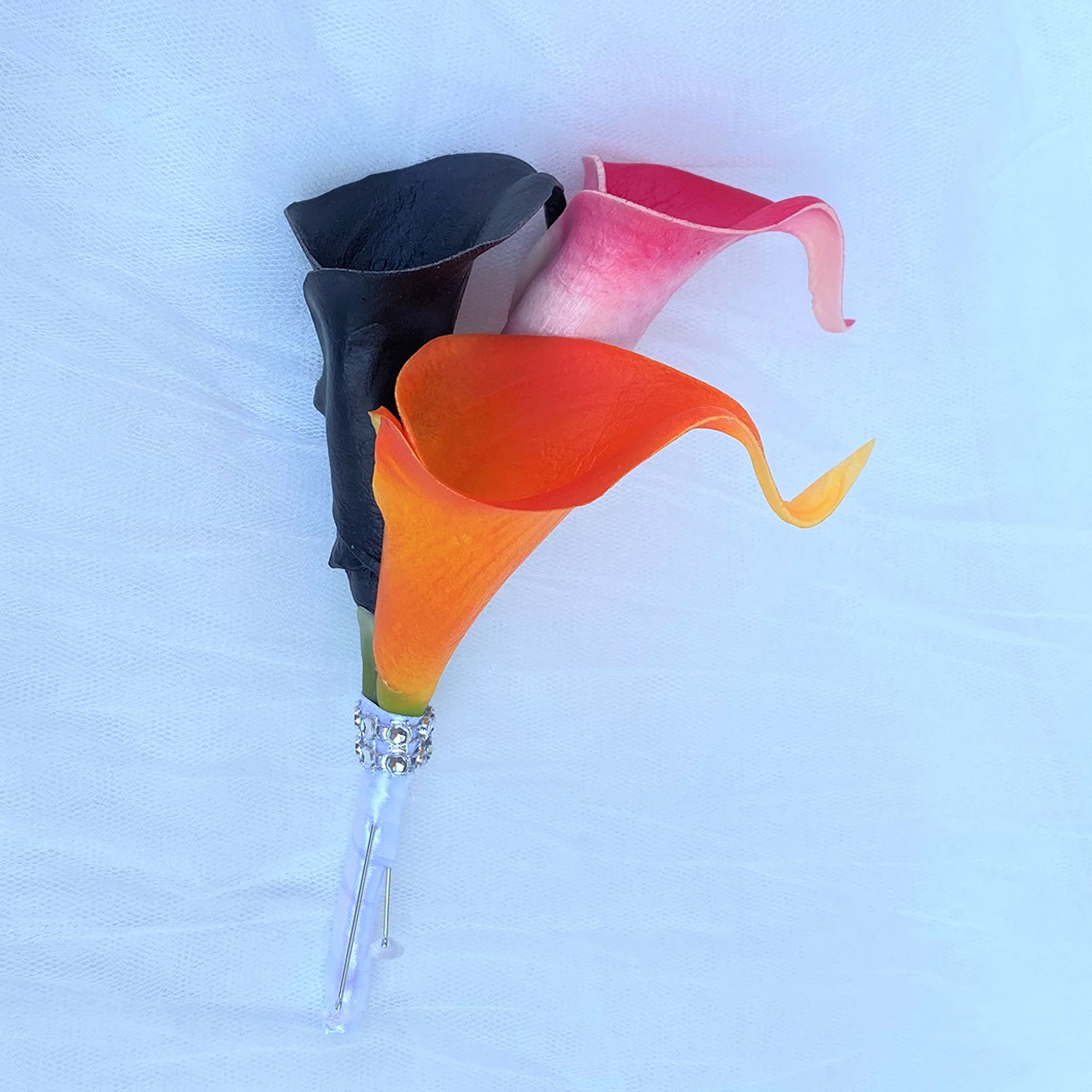 Orange Fuchsia White Calla Lily Cascade Bouquet